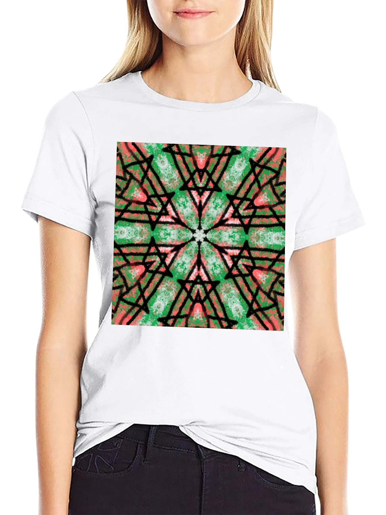Kaleidoscope Graphic Print Black T-Shirt