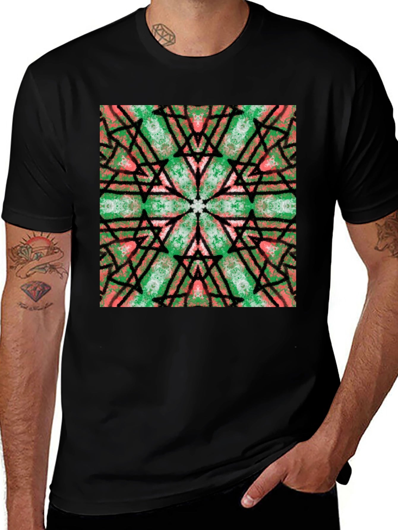Kaleidoscope Graphic Print Black T-Shirt