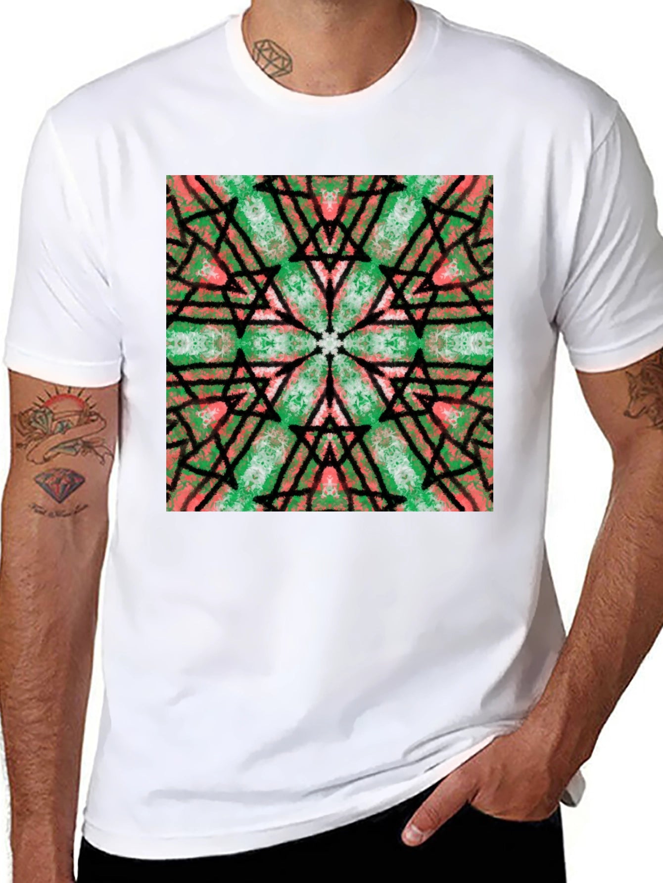 Kaleidoscope Graphic Print Black T-Shirt
