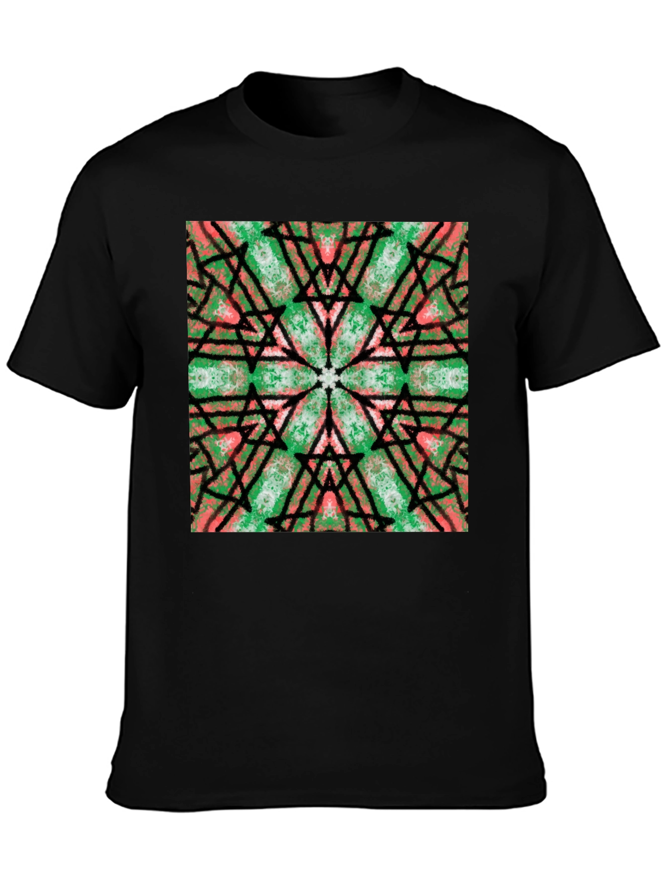 Kaleidoscope Graphic Print Black T-Shirt