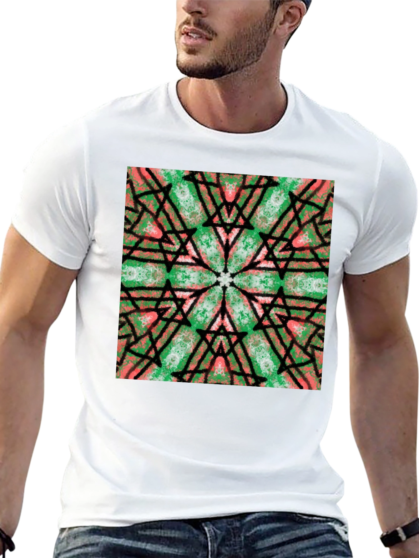 Kaleidoscope Graphic Print Black T-Shirt