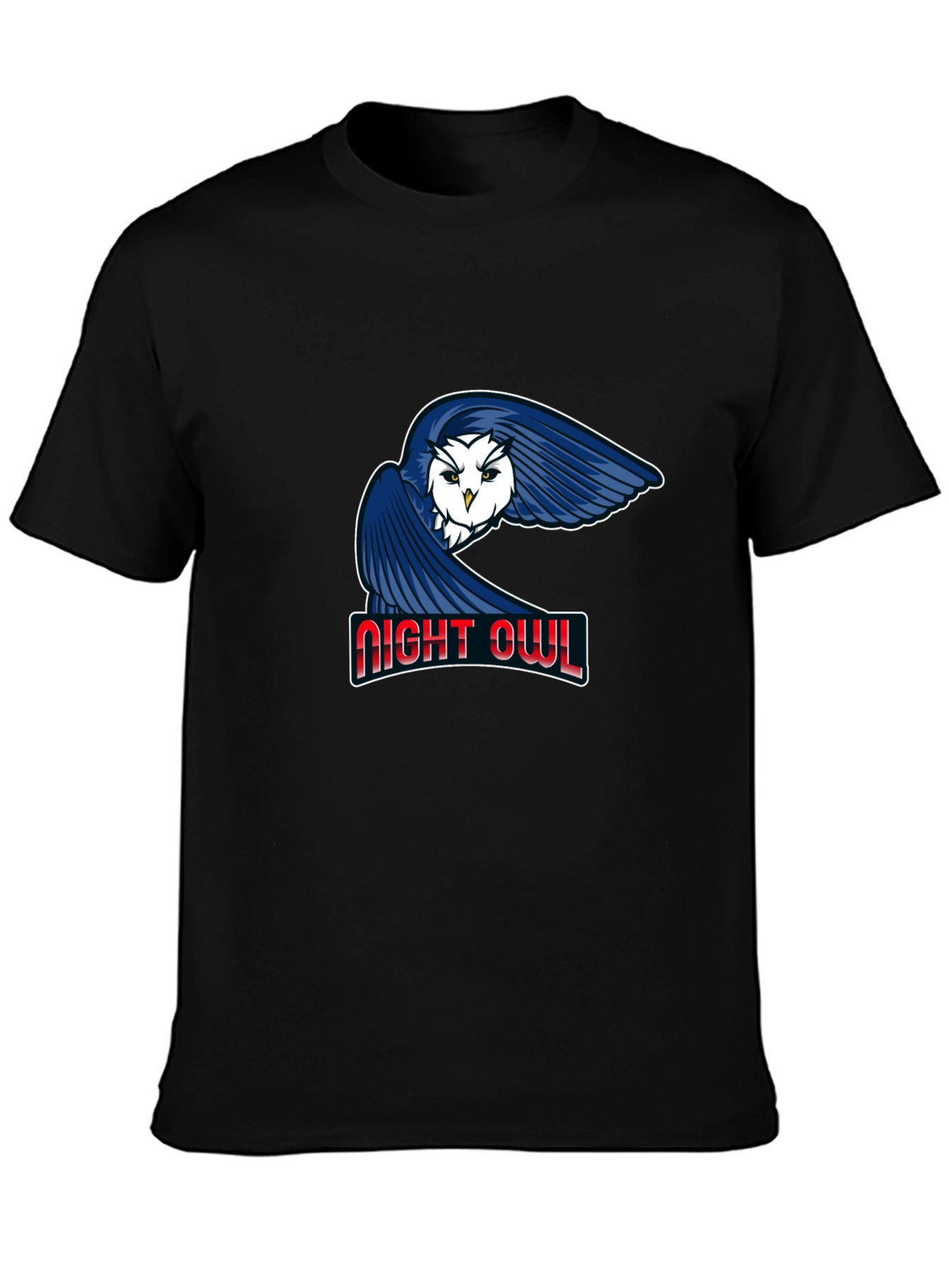 Night Owl Graphic Tee - Black Cotton T-Shirt