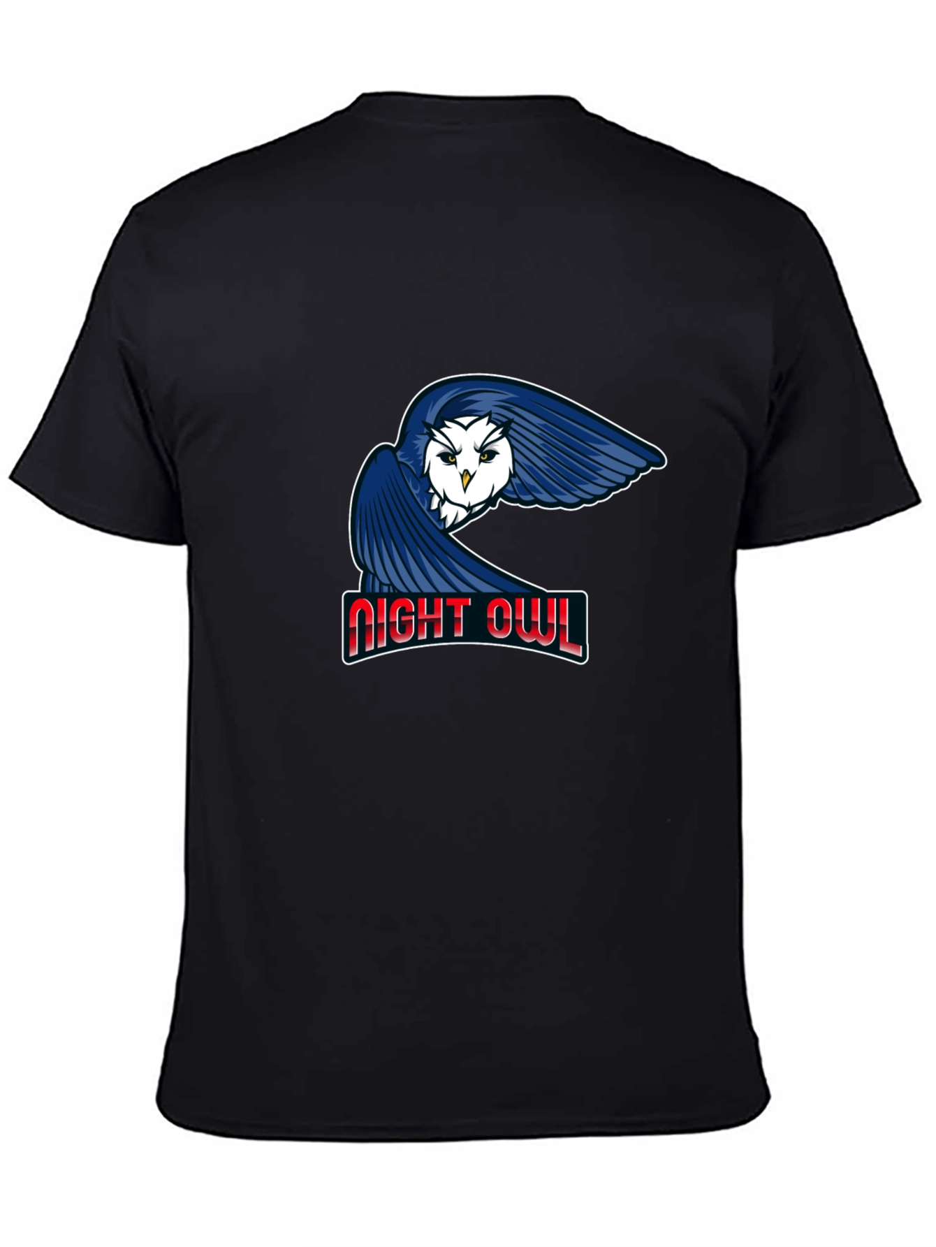 Night Owl Graphic Tee - Black Cotton T-Shirt