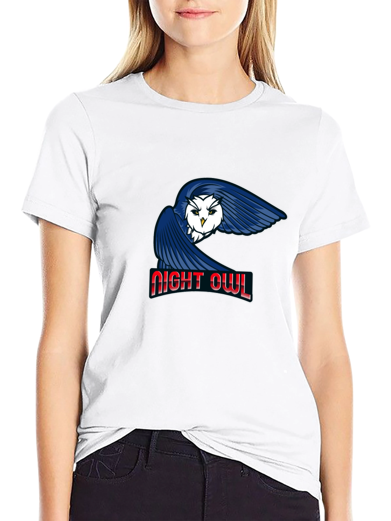 Night Owl Graphic Tee - Black Cotton T-Shirt