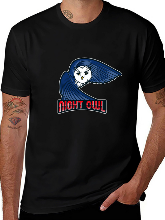 Night Owl Graphic Tee - Black Cotton T-Shirt