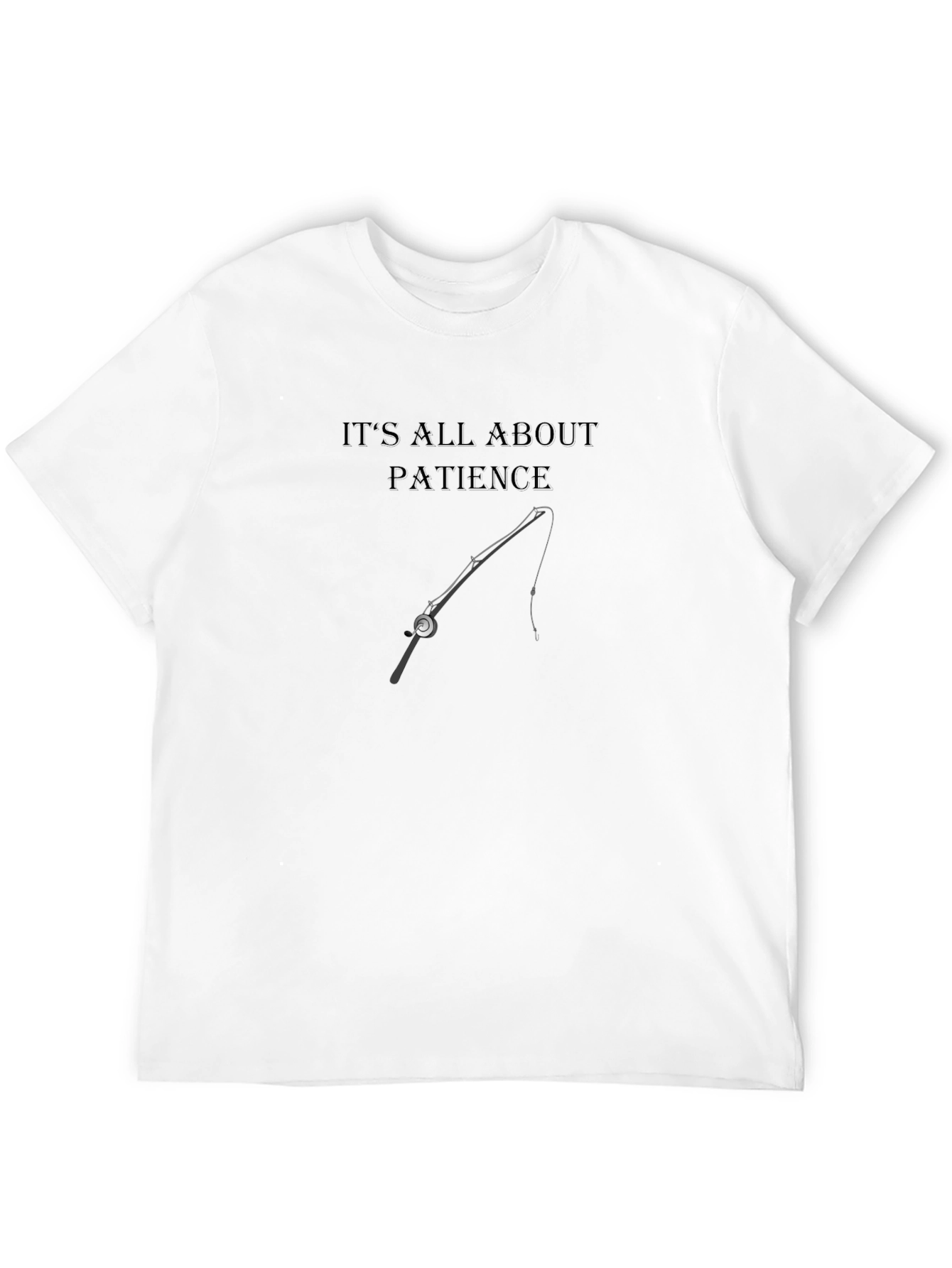 Patience Fishing Rod Graphic Tee - Black Casual Shirt