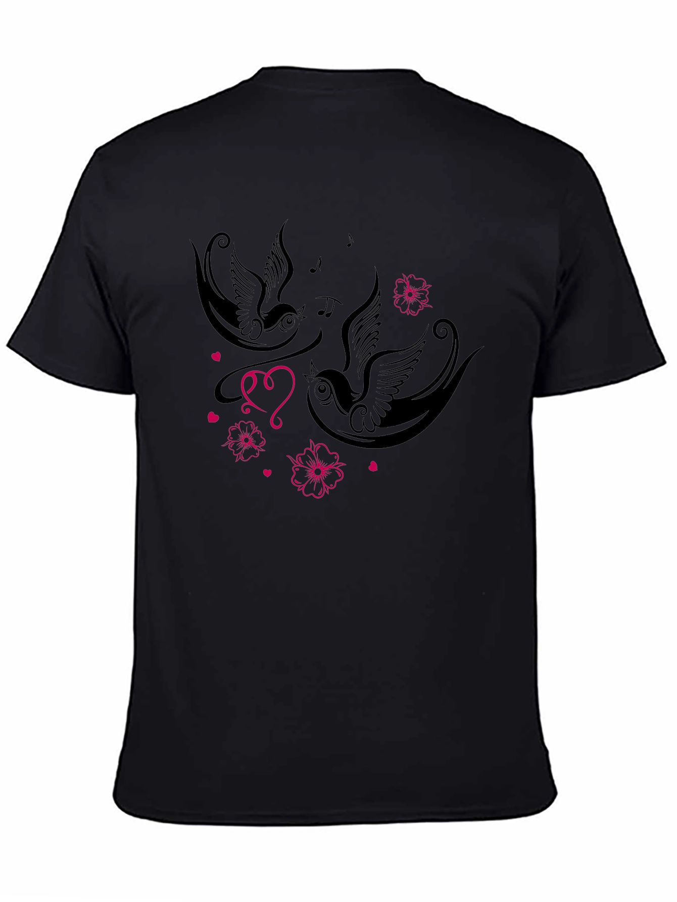 Swallows & Hearts Graphic Tee - Romantic Style