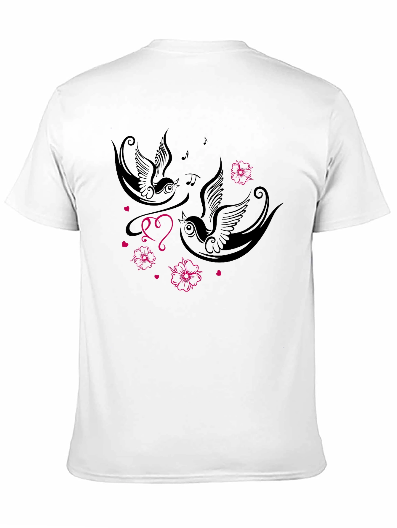 Swallows & Hearts Graphic Tee - Romantic Style
