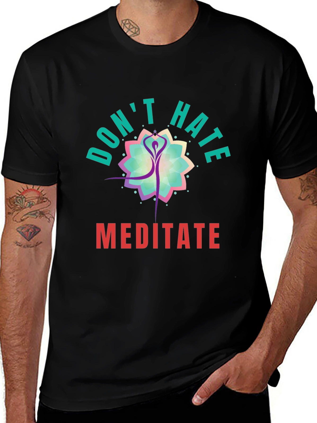 Dont Hate Meditate Black Graphic Tee