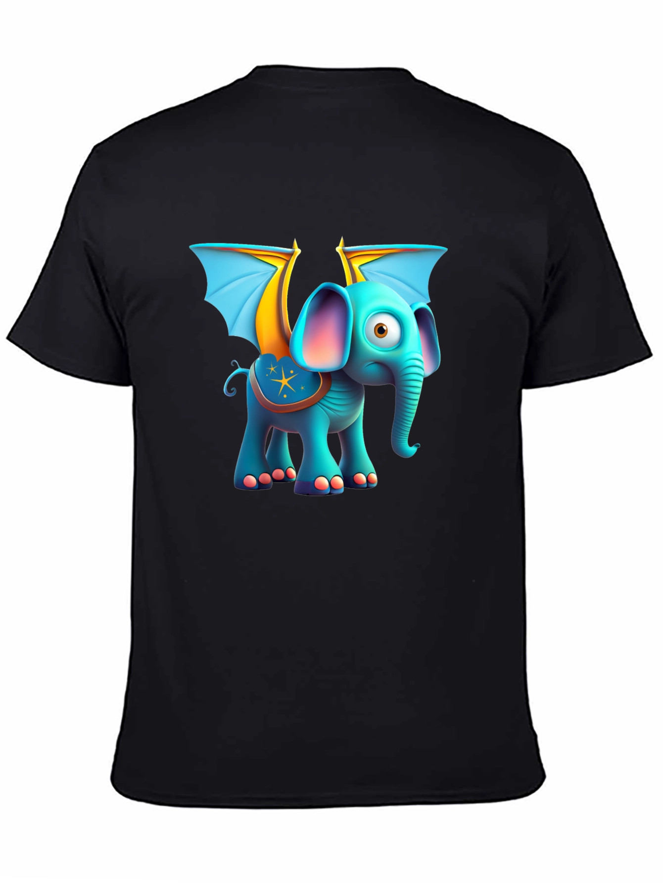 Cartoon Elephant with Wings Graphic Tee