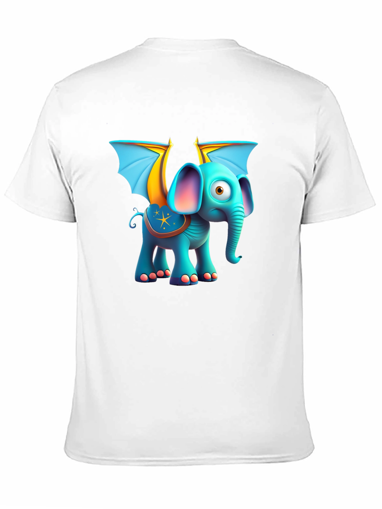 Cartoon Elephant with Wings Graphic Tee