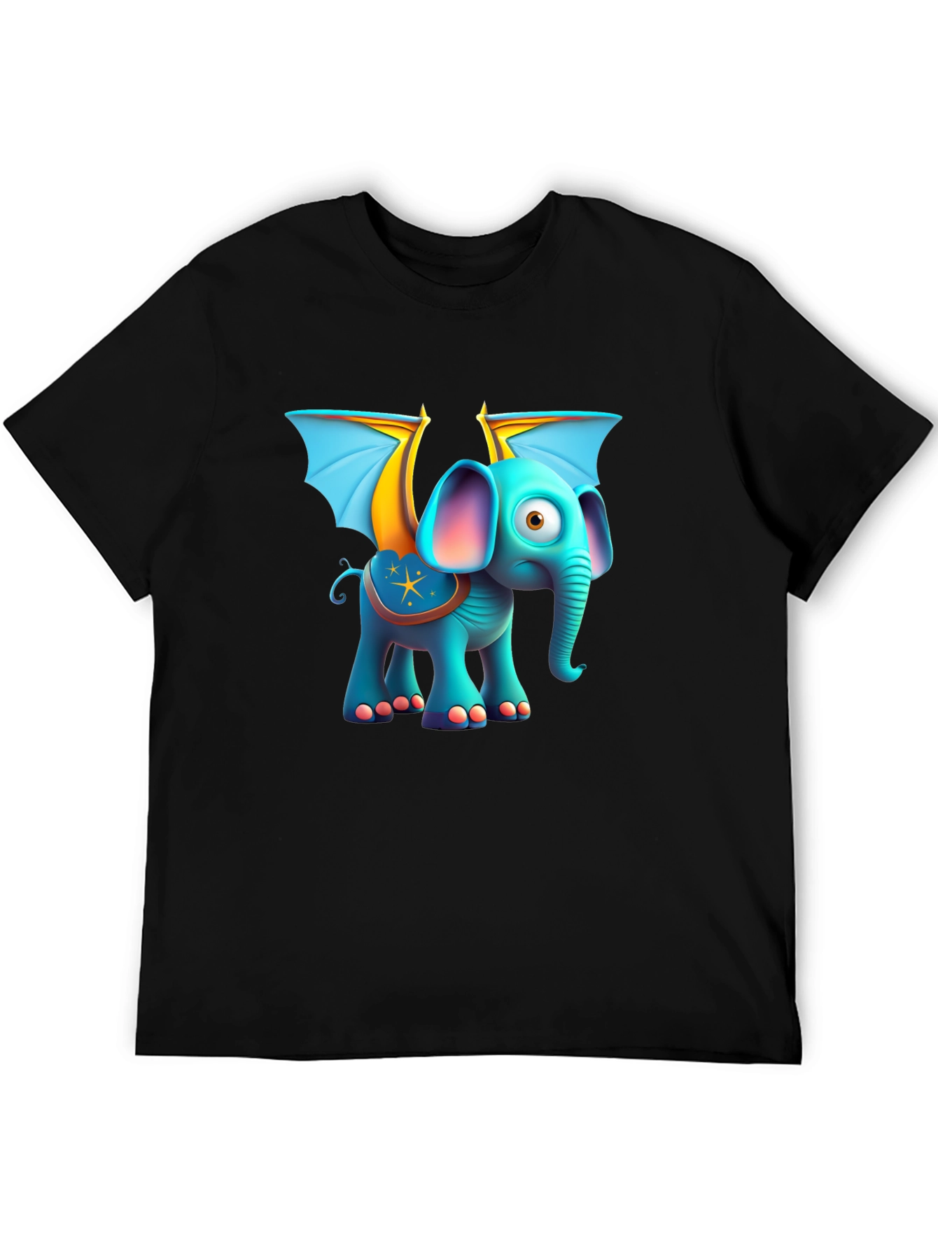 Cartoon Elephant with Wings Graphic Tee