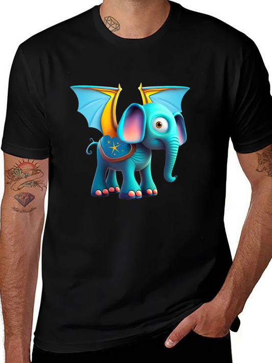 Cartoon Elephant with Wings Graphic Tee