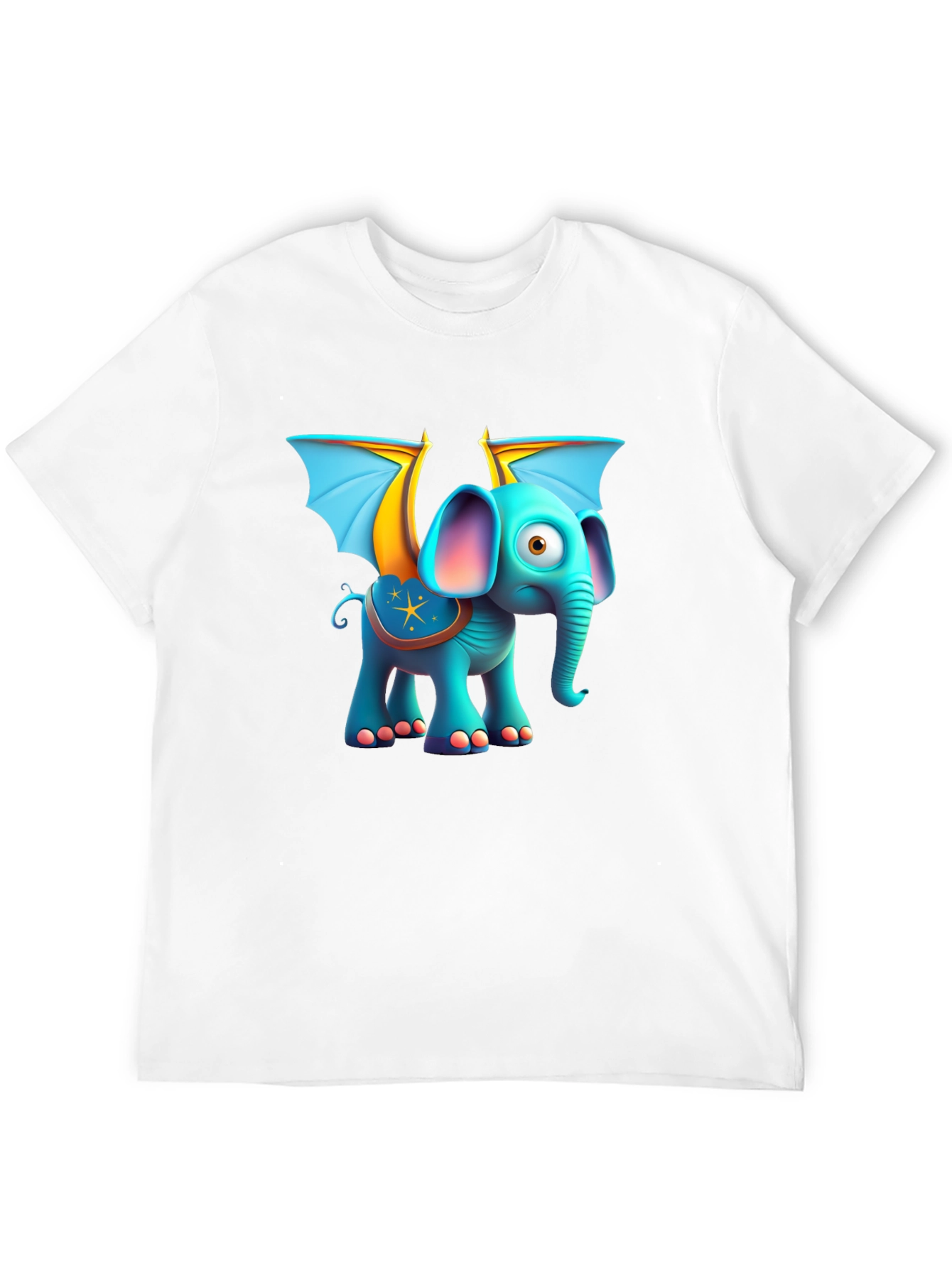 Cartoon Elephant with Wings Graphic Tee