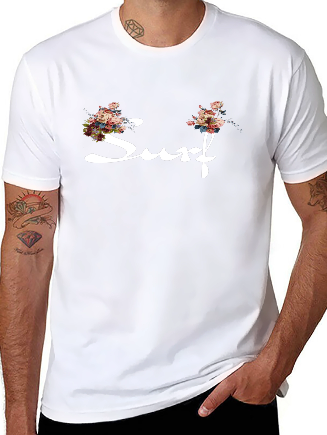 Floral Surf Graphic Tee - Black Cotton