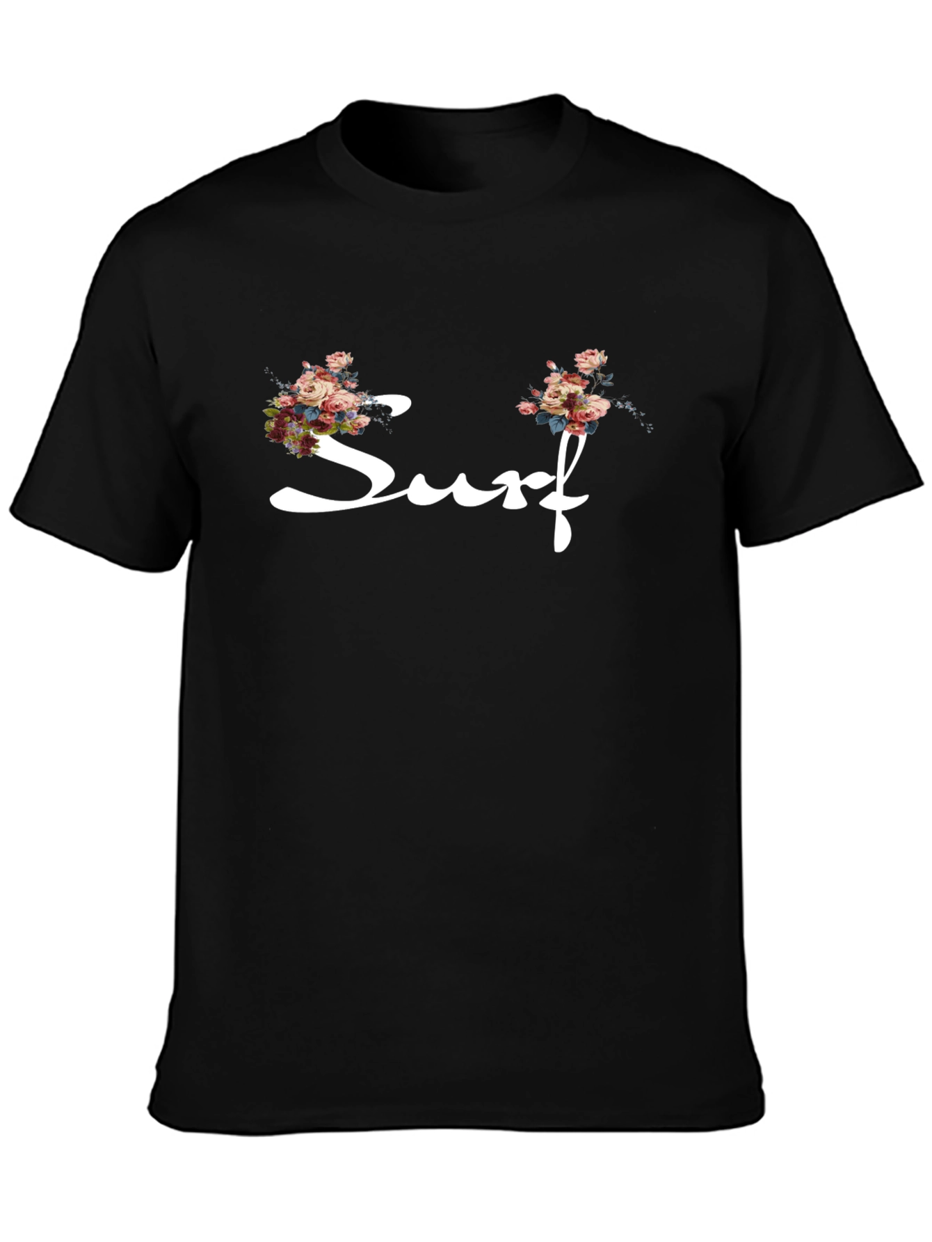 Floral Surf Graphic Tee - Black Cotton