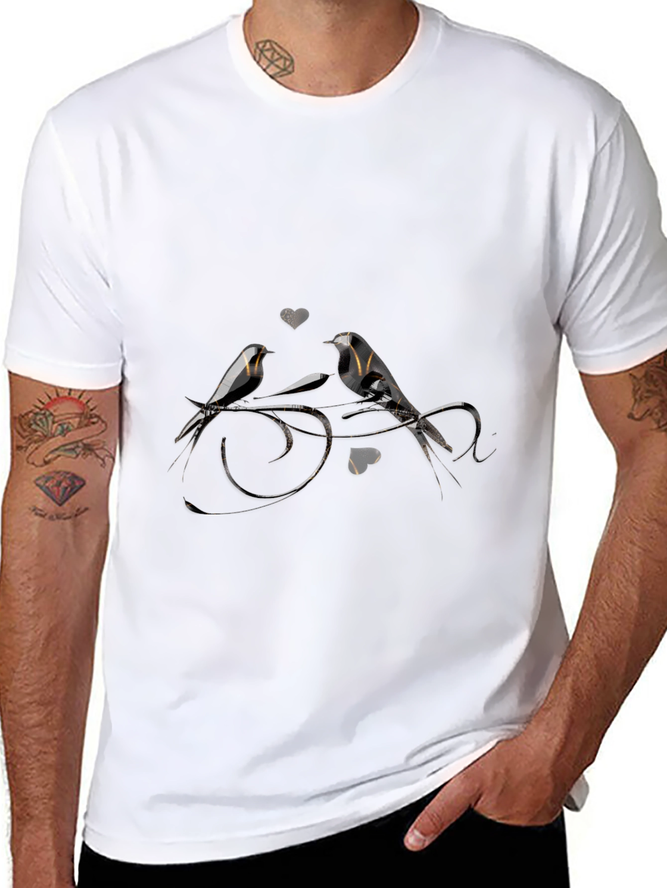 Birds in Love Black T-Shirt
