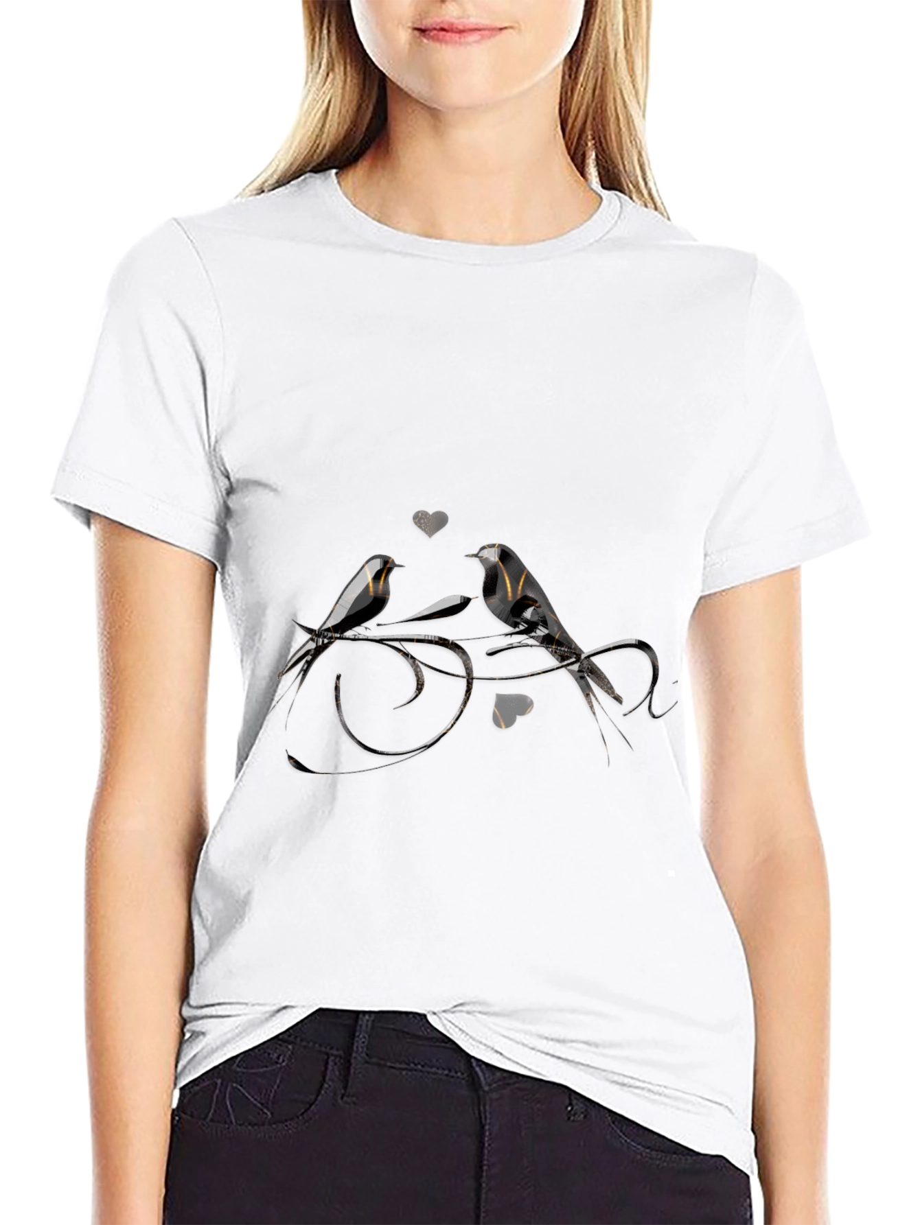 Birds in Love Black T-Shirt