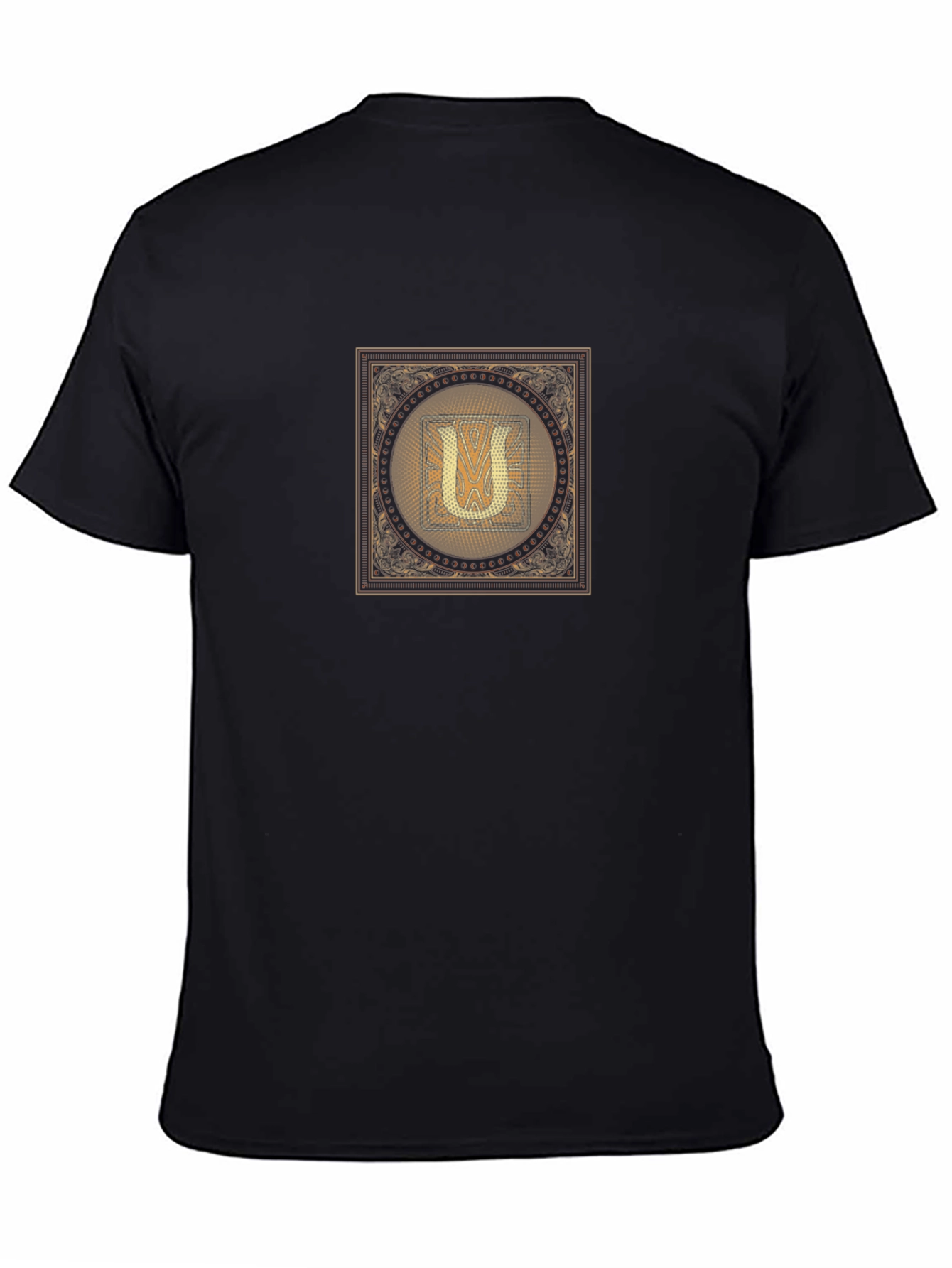 Black T-Shirt with Letter U Design