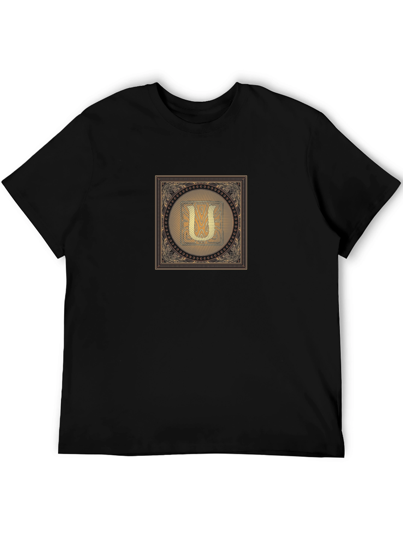 Black T-Shirt with Letter U Design