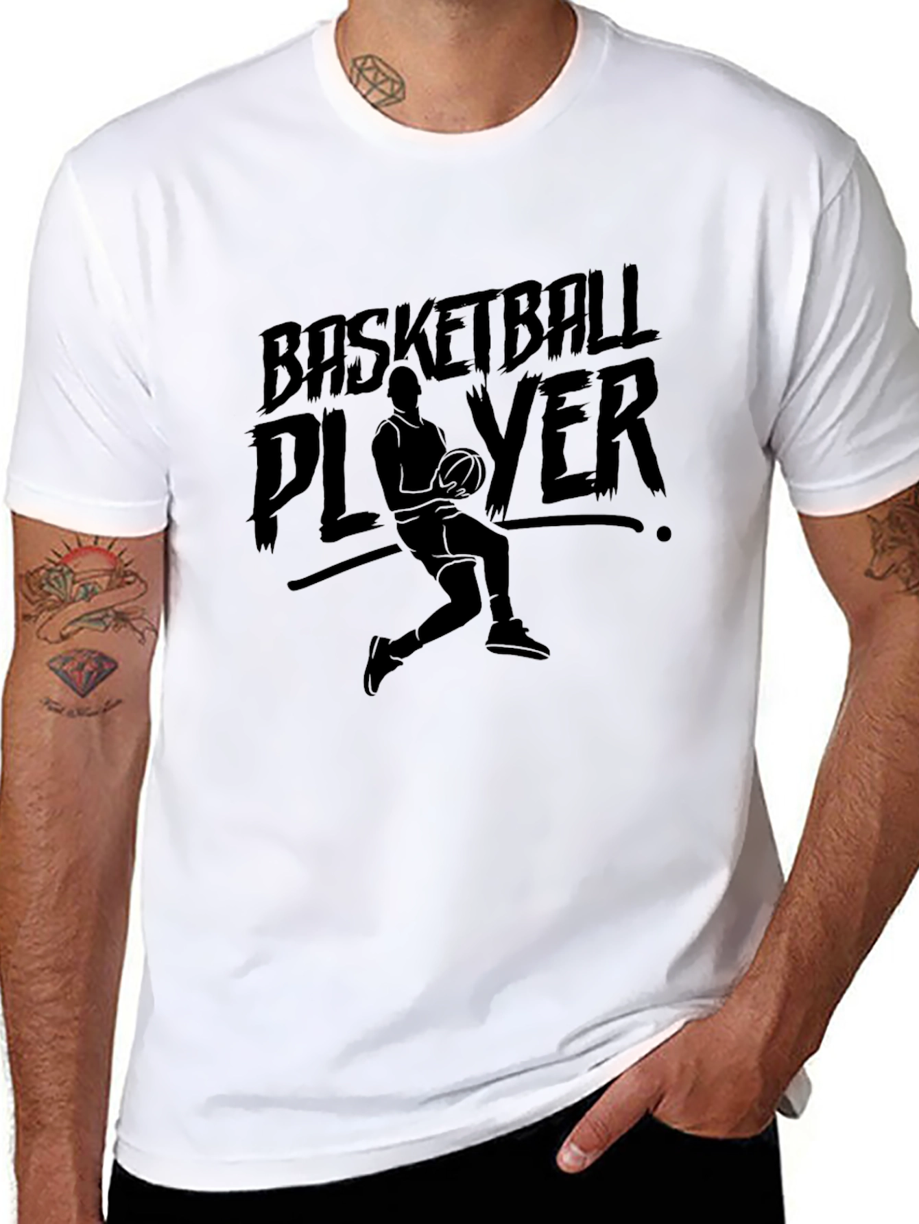 Basketball Player Graphic T-Shirt - Black