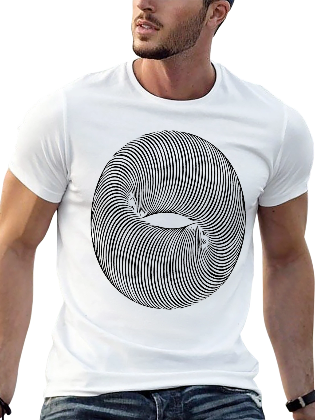 Abstract Optical Illusion Black T-Shirt