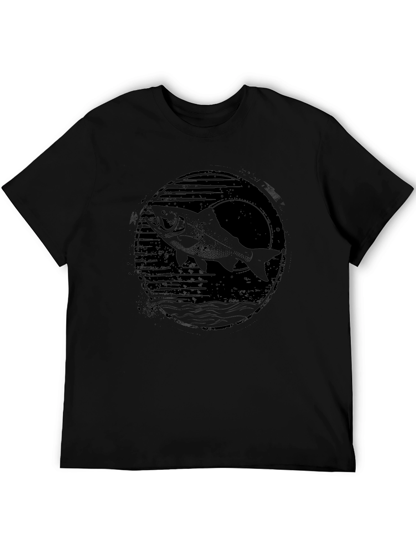 Mens Black Fish Graphic Tee - Fishing Shirt