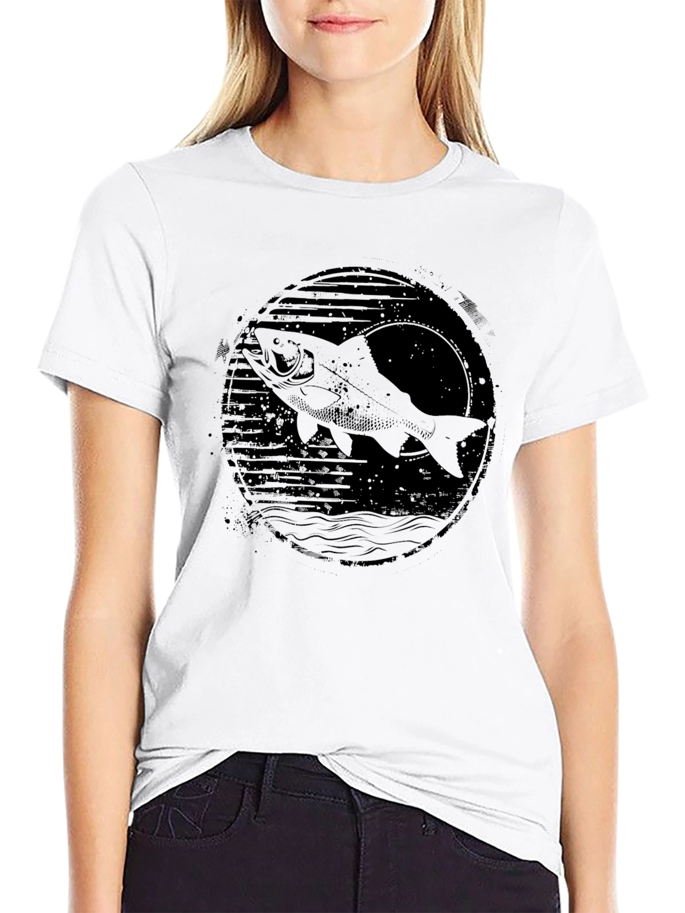 Mens Black Fish Graphic Tee - Fishing Shirt