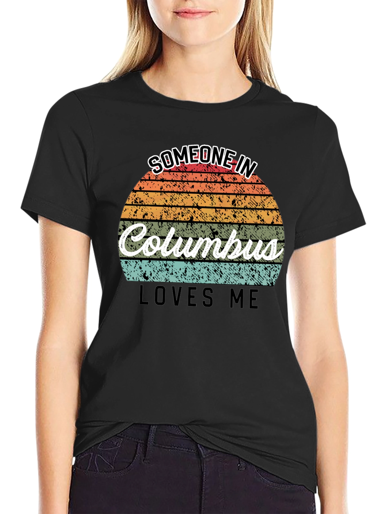 Someone In Columbus Loves Me Black T-Shirt