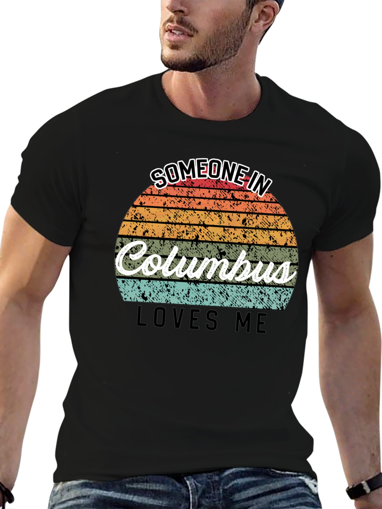 Someone In Columbus Loves Me Black T-Shirt