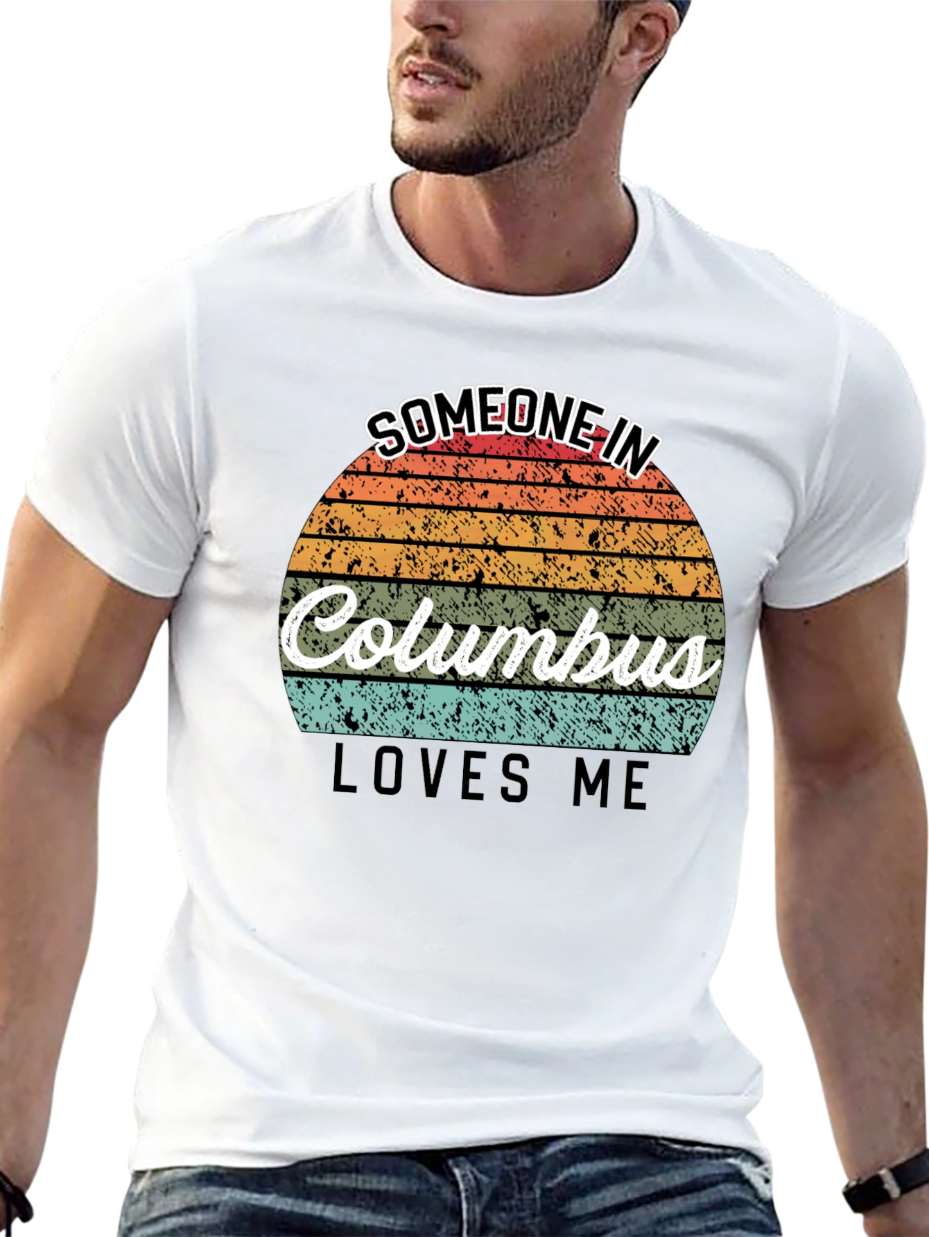 Someone In Columbus Loves Me Black T-Shirt