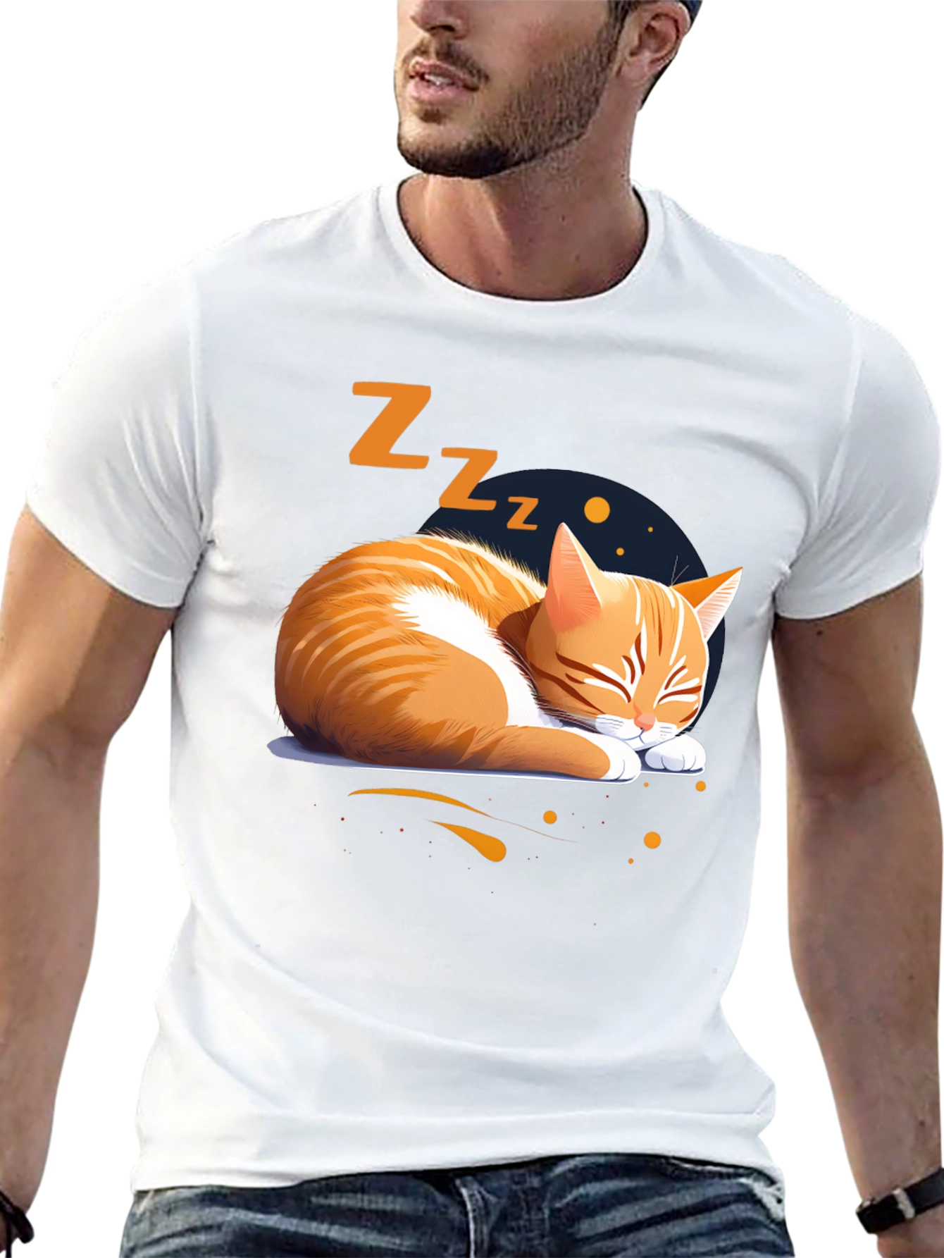 Sleeping Cat Graphic Tee - Comfortable Cotton Shirt