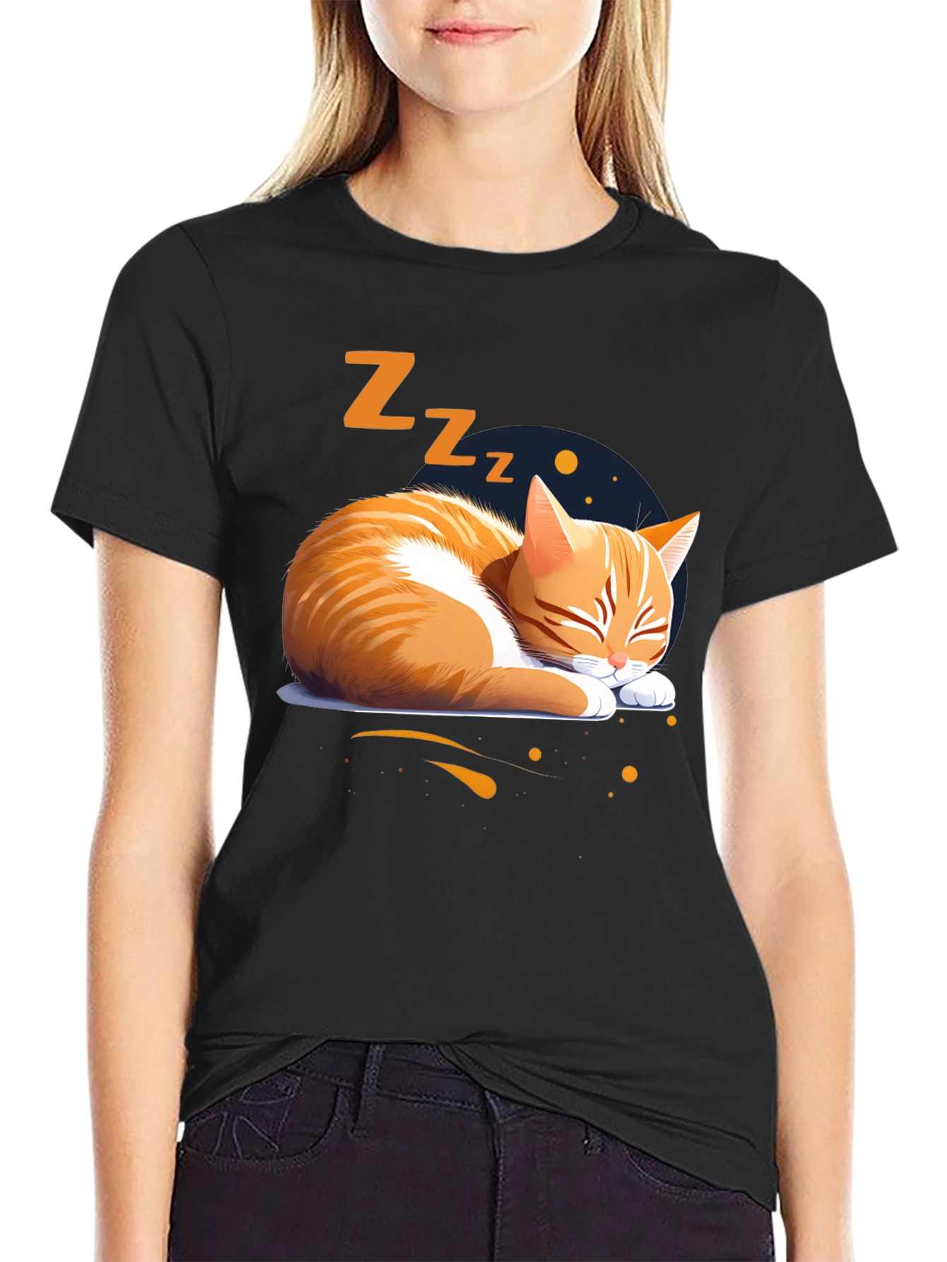 Sleeping Cat Graphic Tee - Comfortable Cotton Shirt