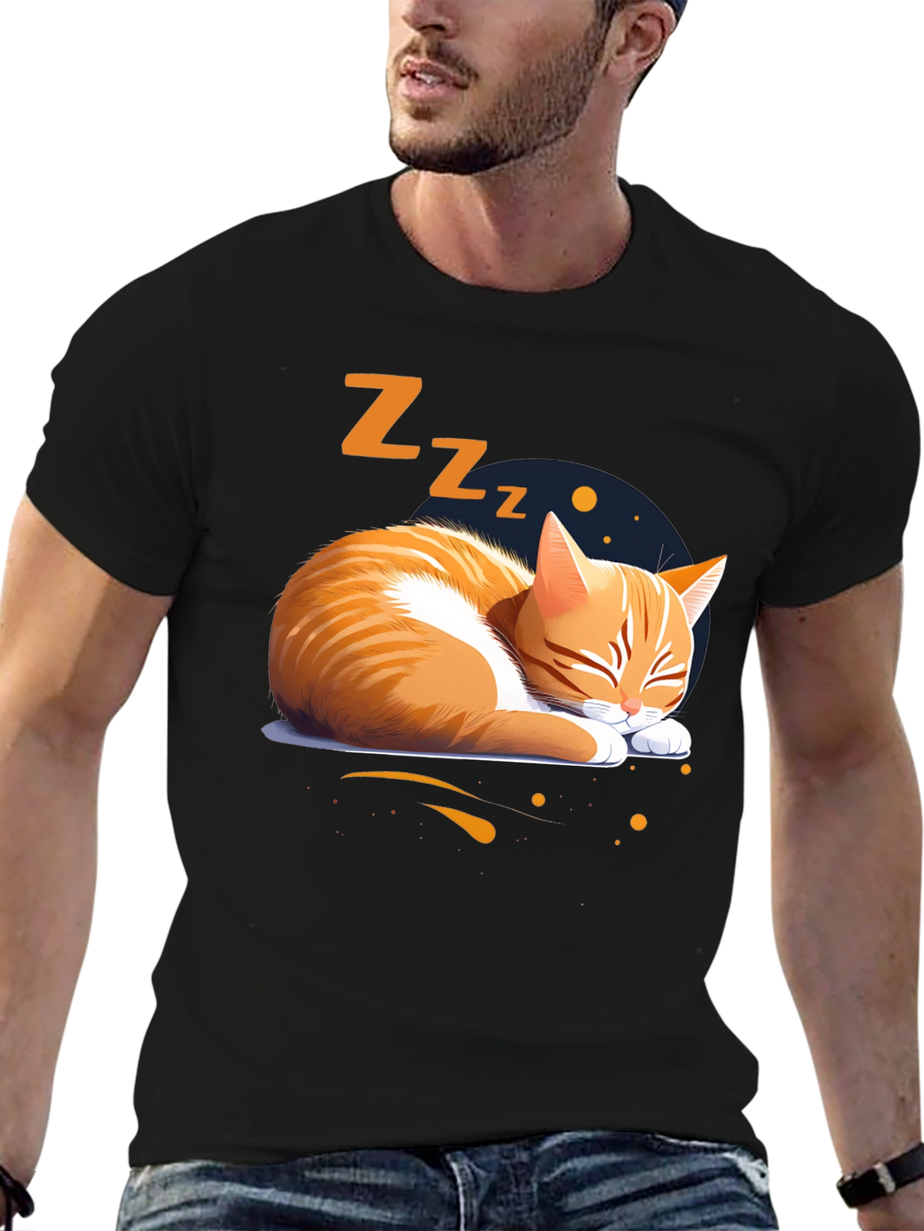 Sleeping Cat Graphic Tee - Comfortable Cotton Shirt