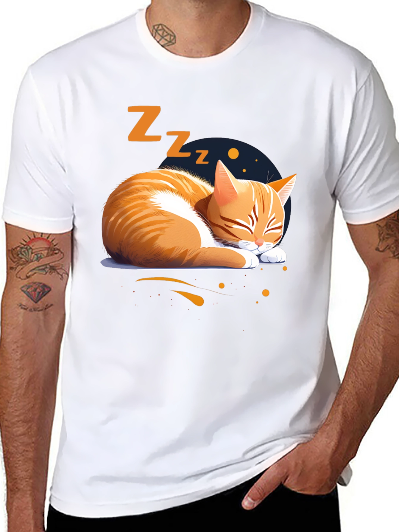 Sleeping Cat Graphic Tee - Comfortable Cotton Shirt