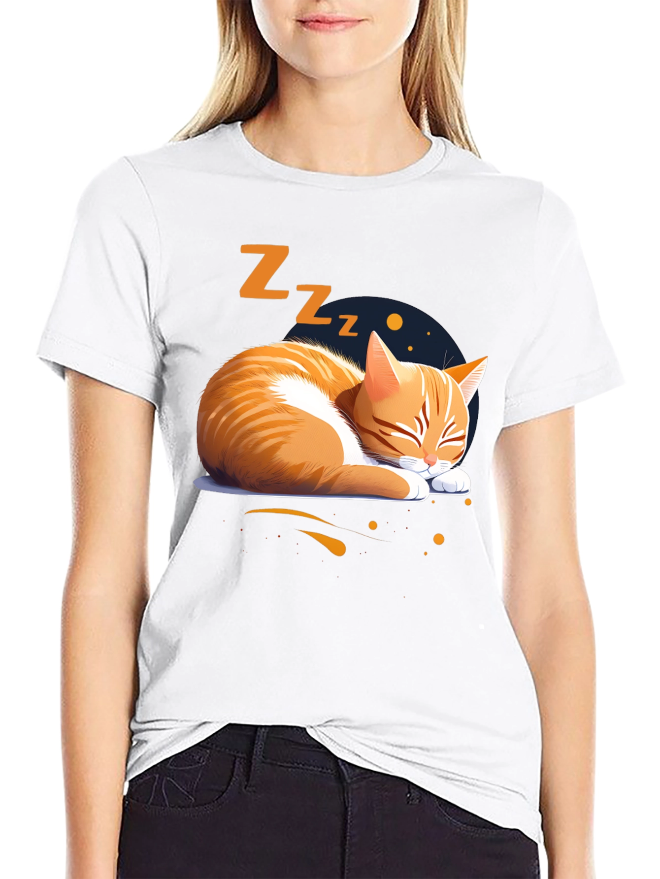 Sleeping Cat Graphic Tee - Comfortable Cotton Shirt