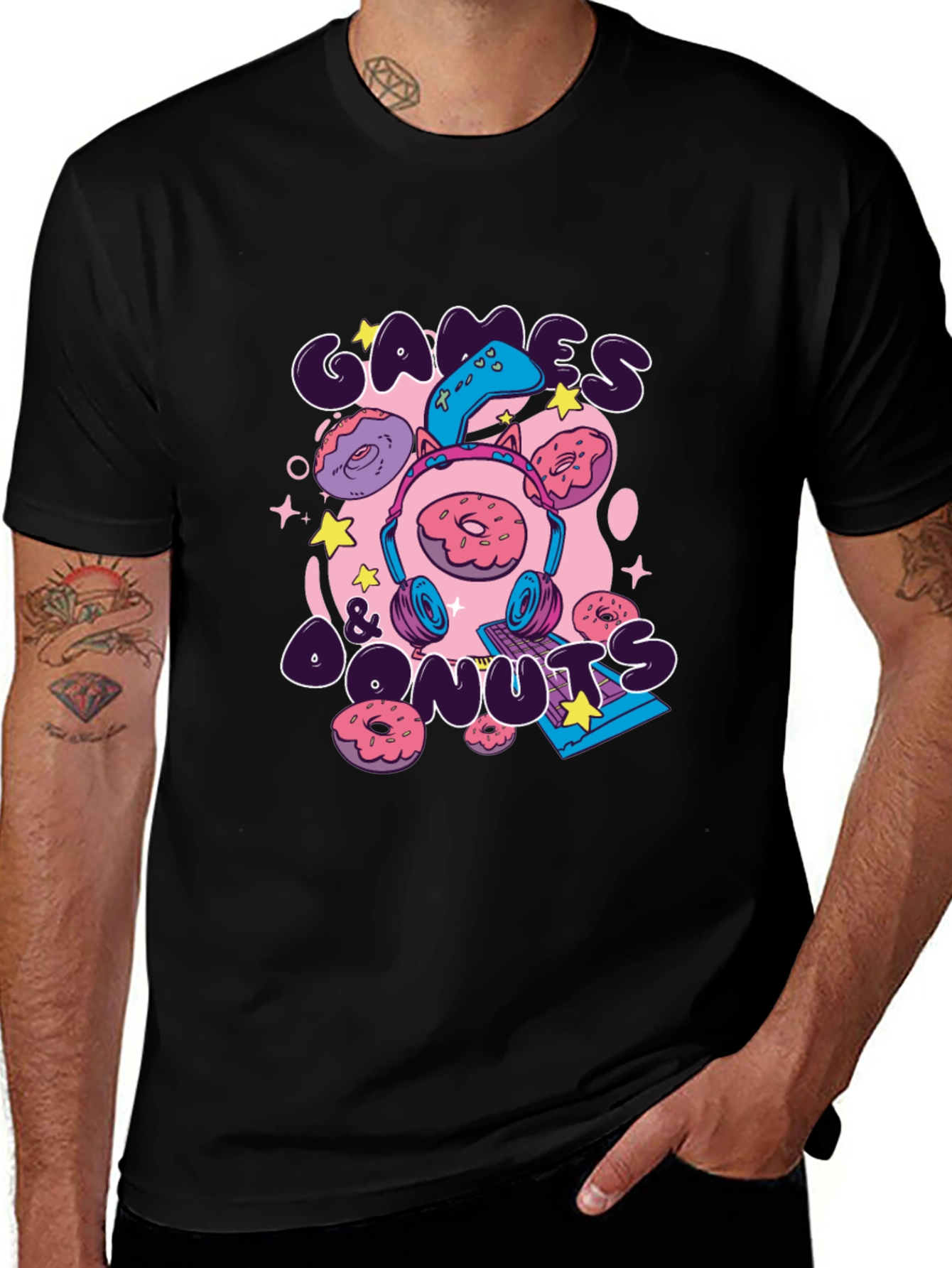 Games & Donuts Graphic Tee - Gamer Style