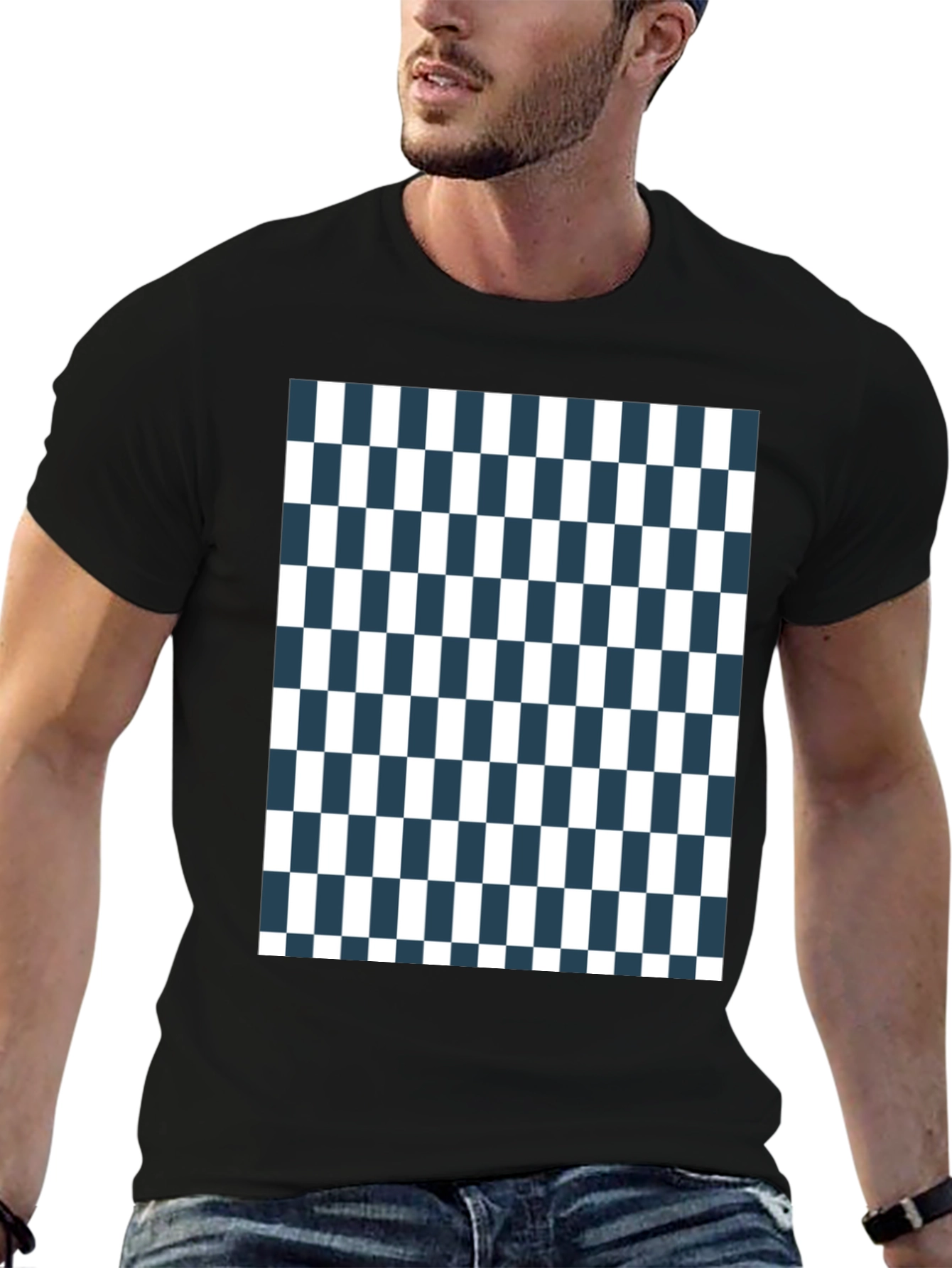 Checkered Pattern Tee - Classic Style