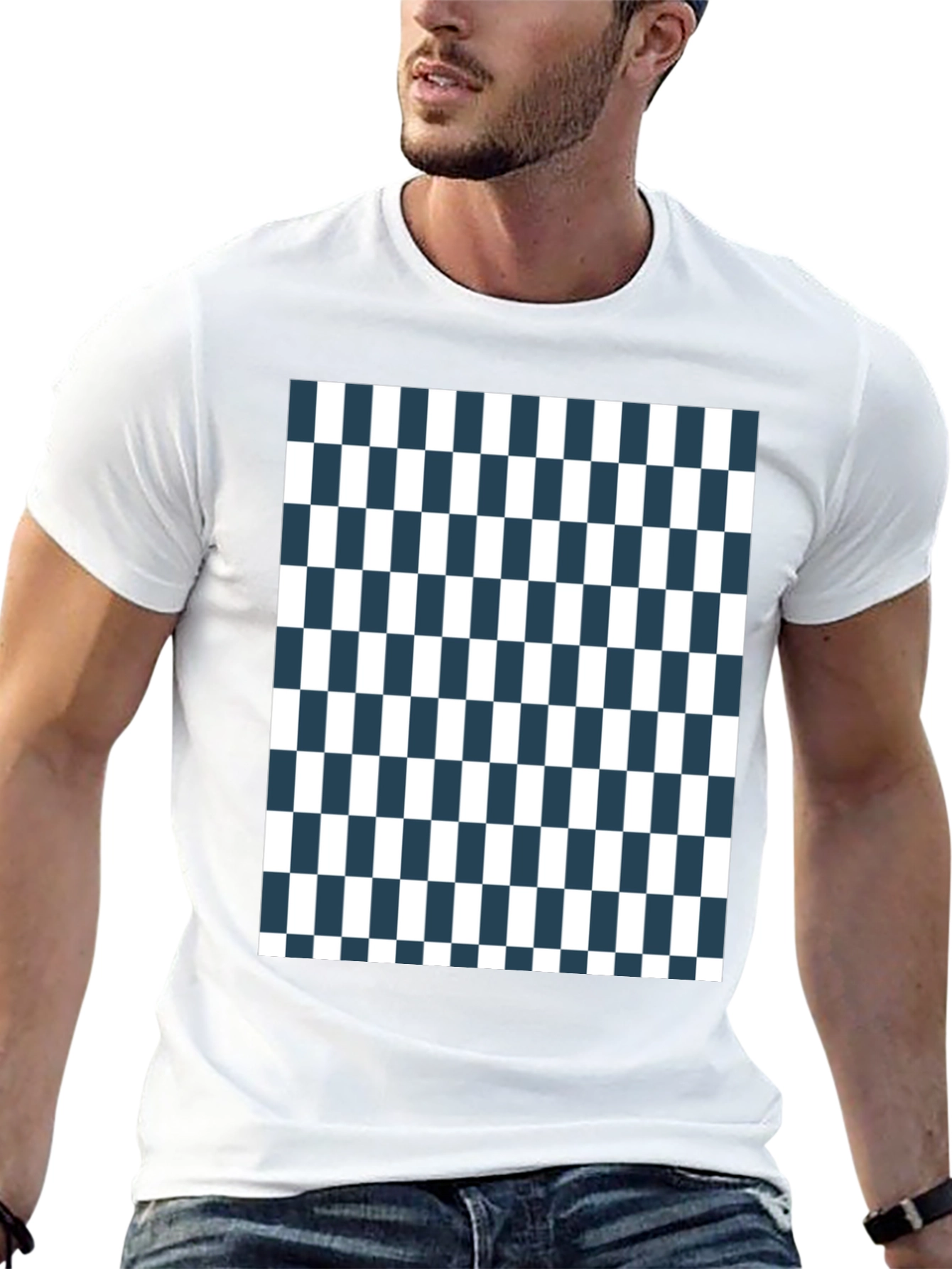 Checkered Pattern Tee - Classic Style