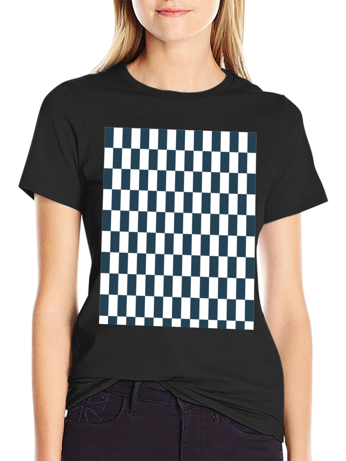 Checkered Pattern Tee - Classic Style