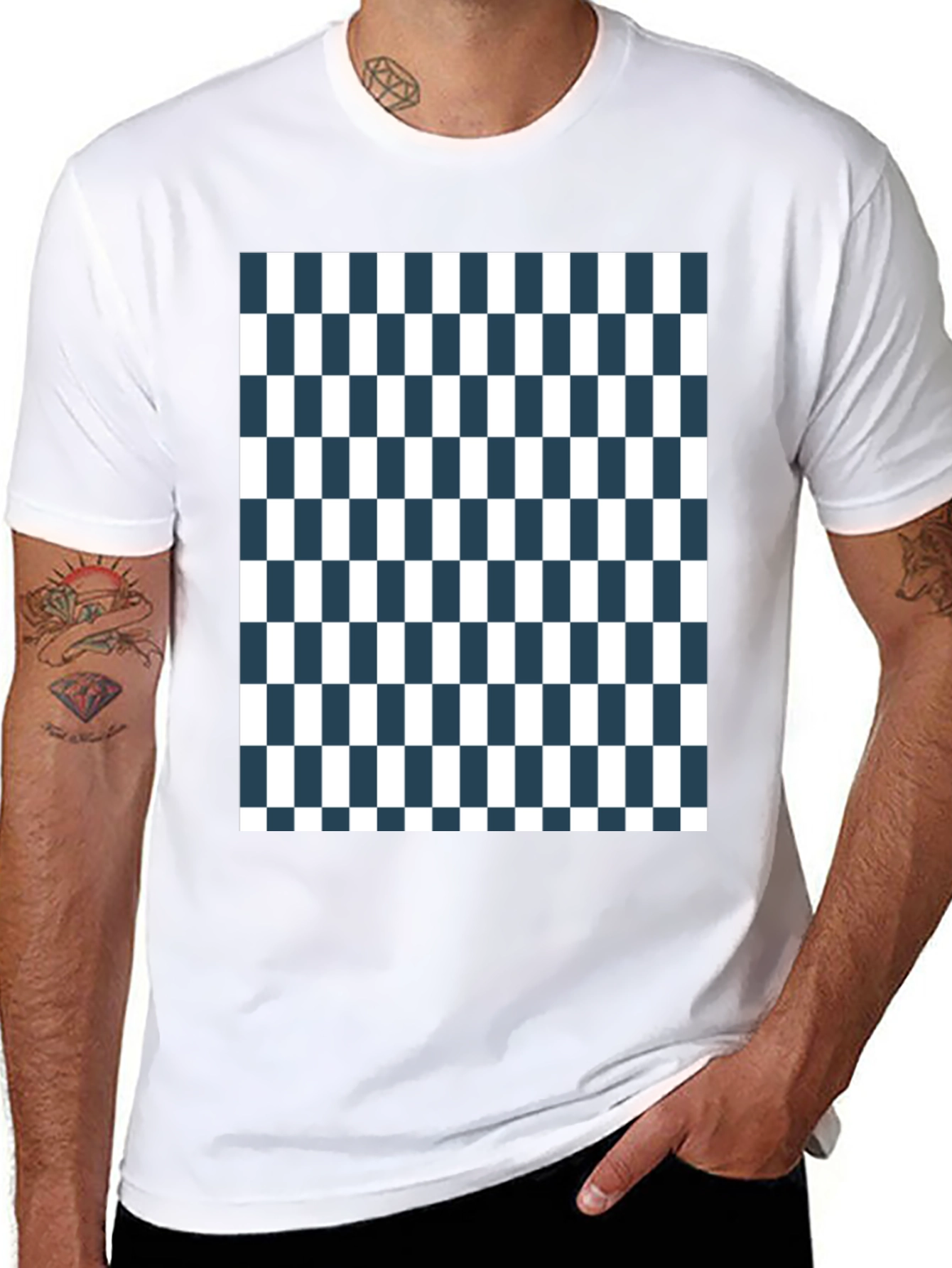 Checkered Pattern Tee - Classic Style