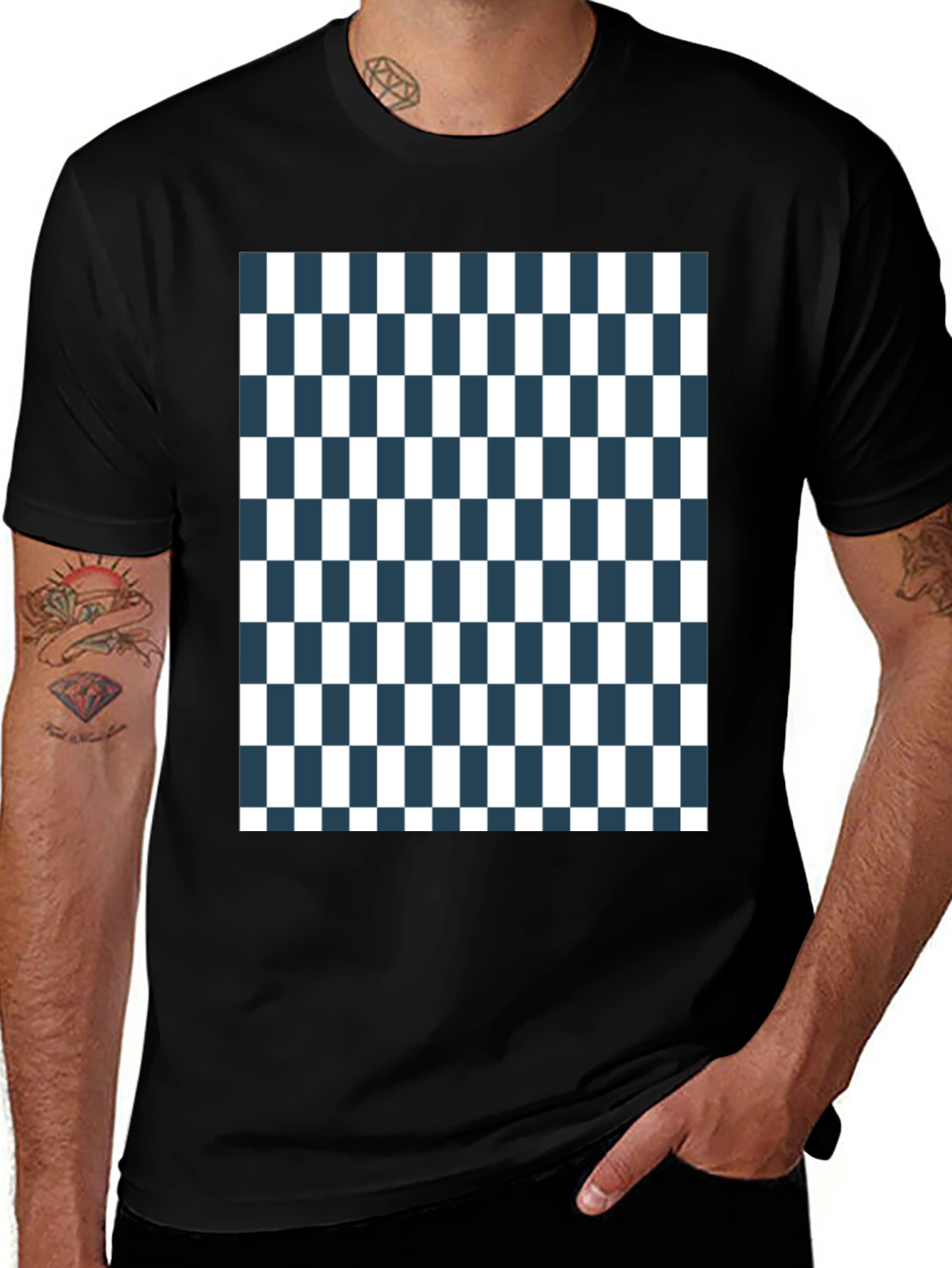 Checkered Pattern Tee - Classic Style