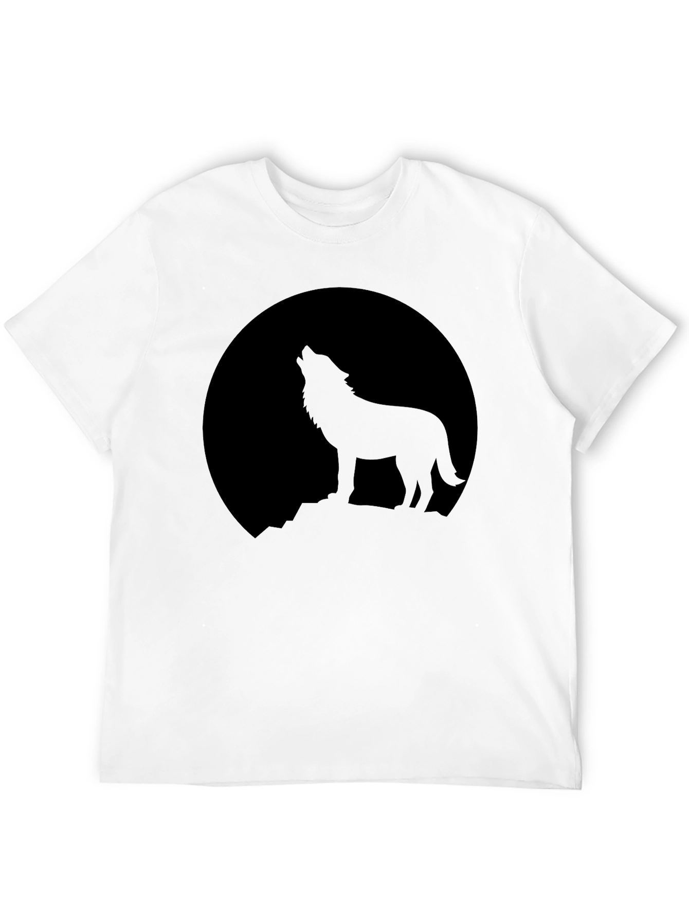 Wolf Howling at Moon Graphic T-Shirt - Black