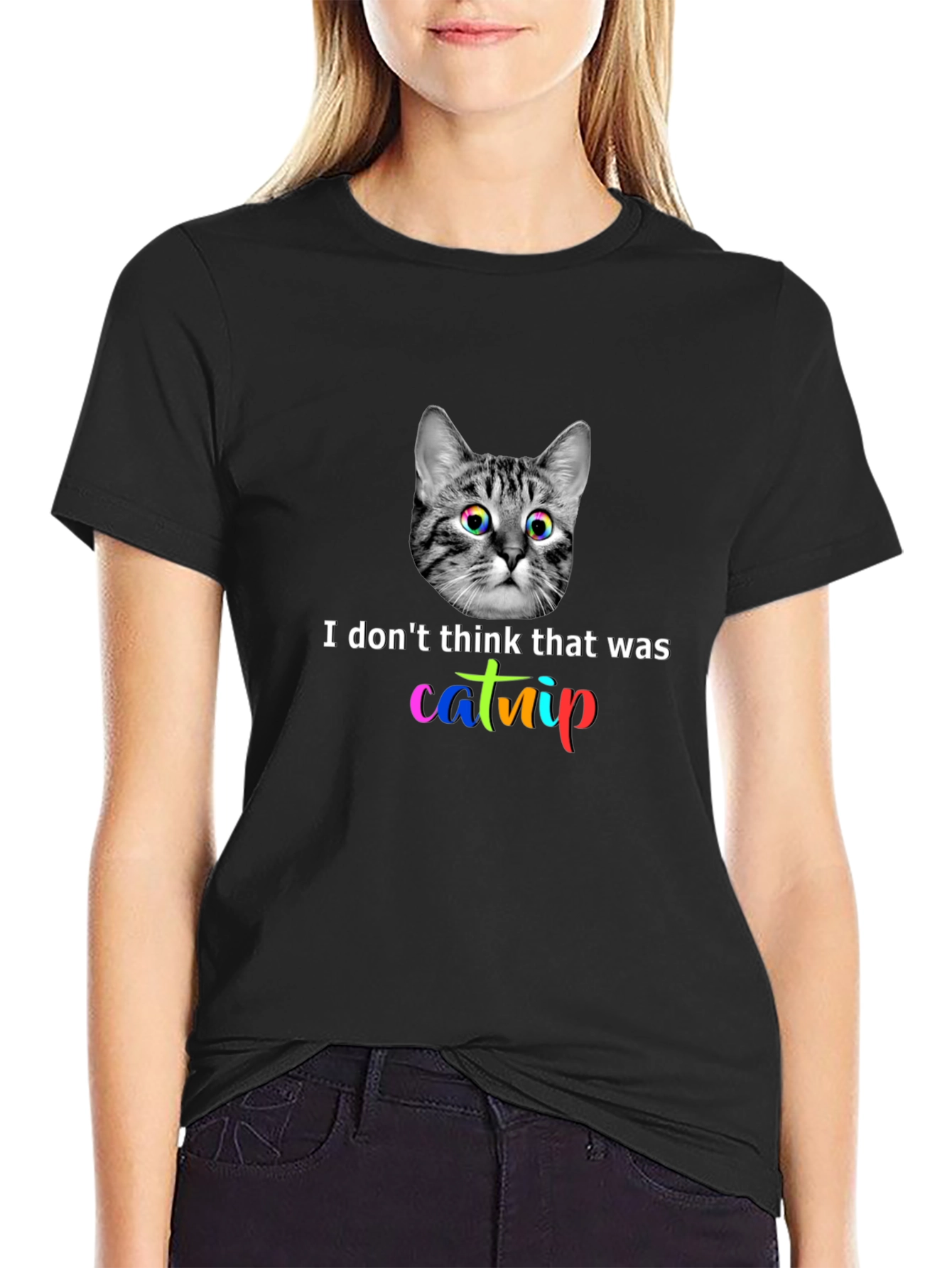 Catnip Cat Graphic T-Shirt - Unisex Black Tee