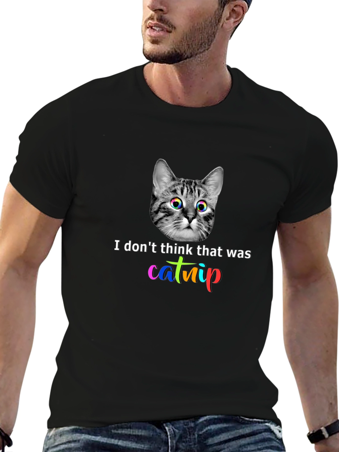 Catnip Cat Graphic T-Shirt - Unisex Black Tee