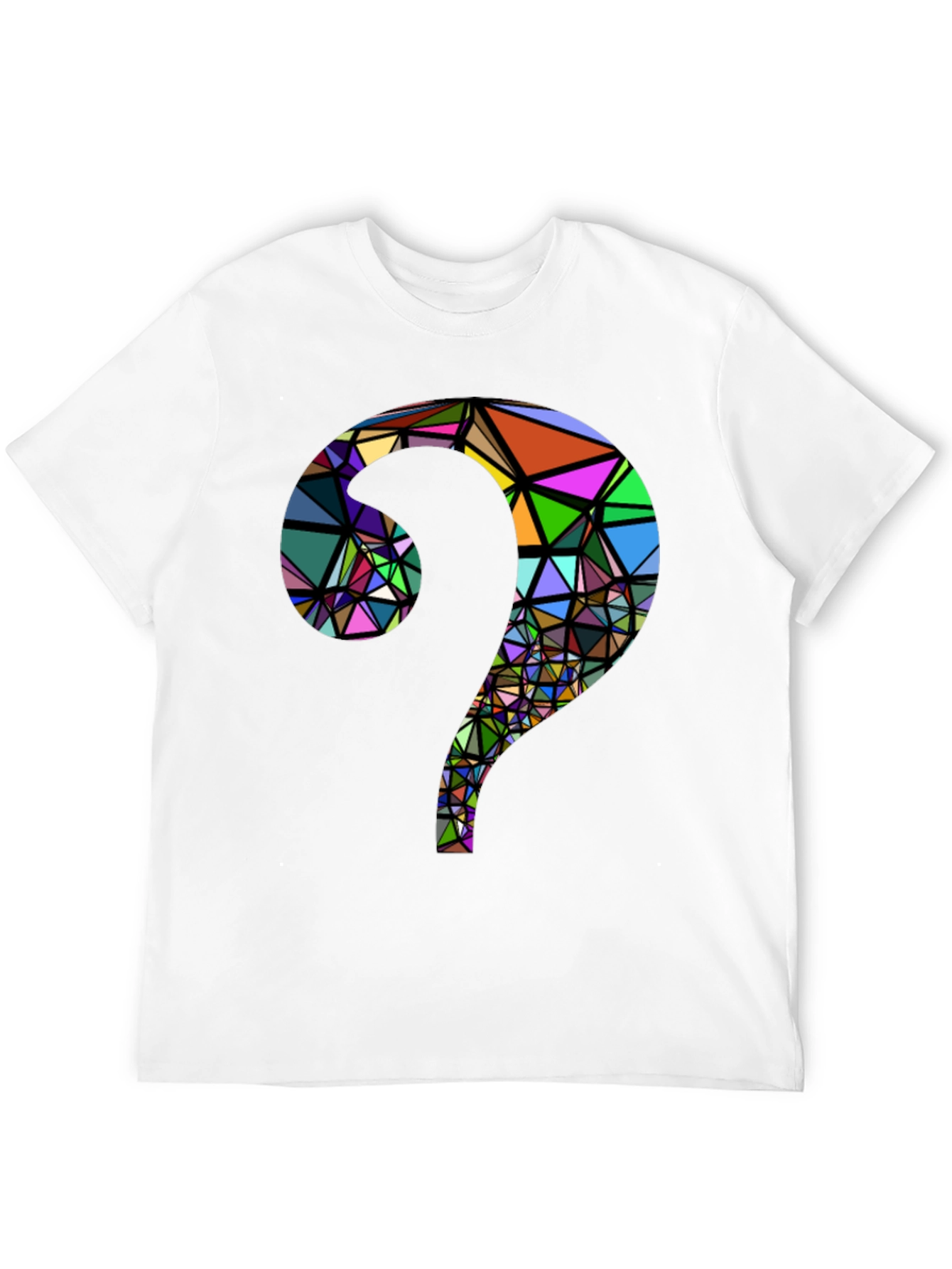 Abstract Geometric Question Mark Black T-Shirt