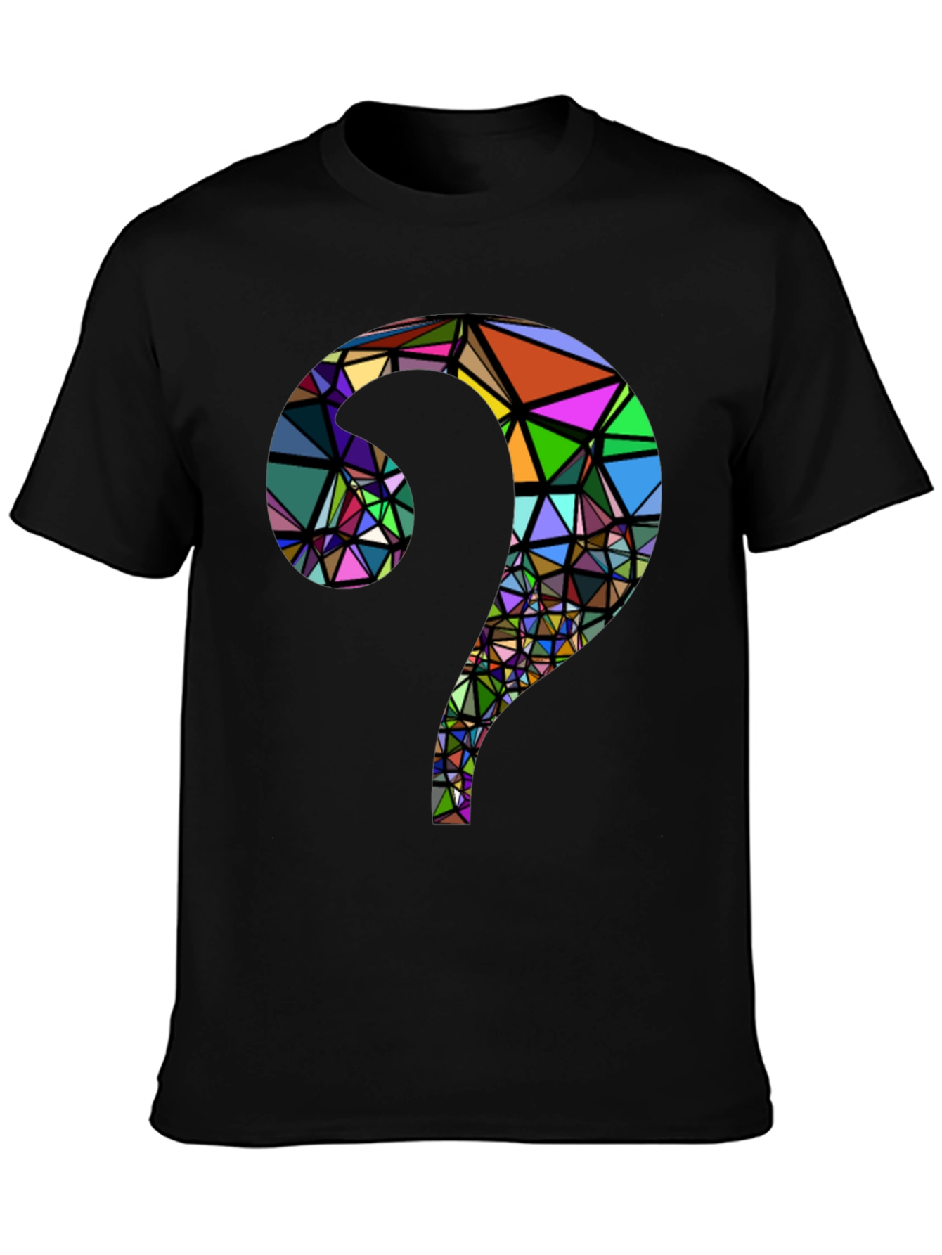 Abstract Geometric Question Mark Black T-Shirt