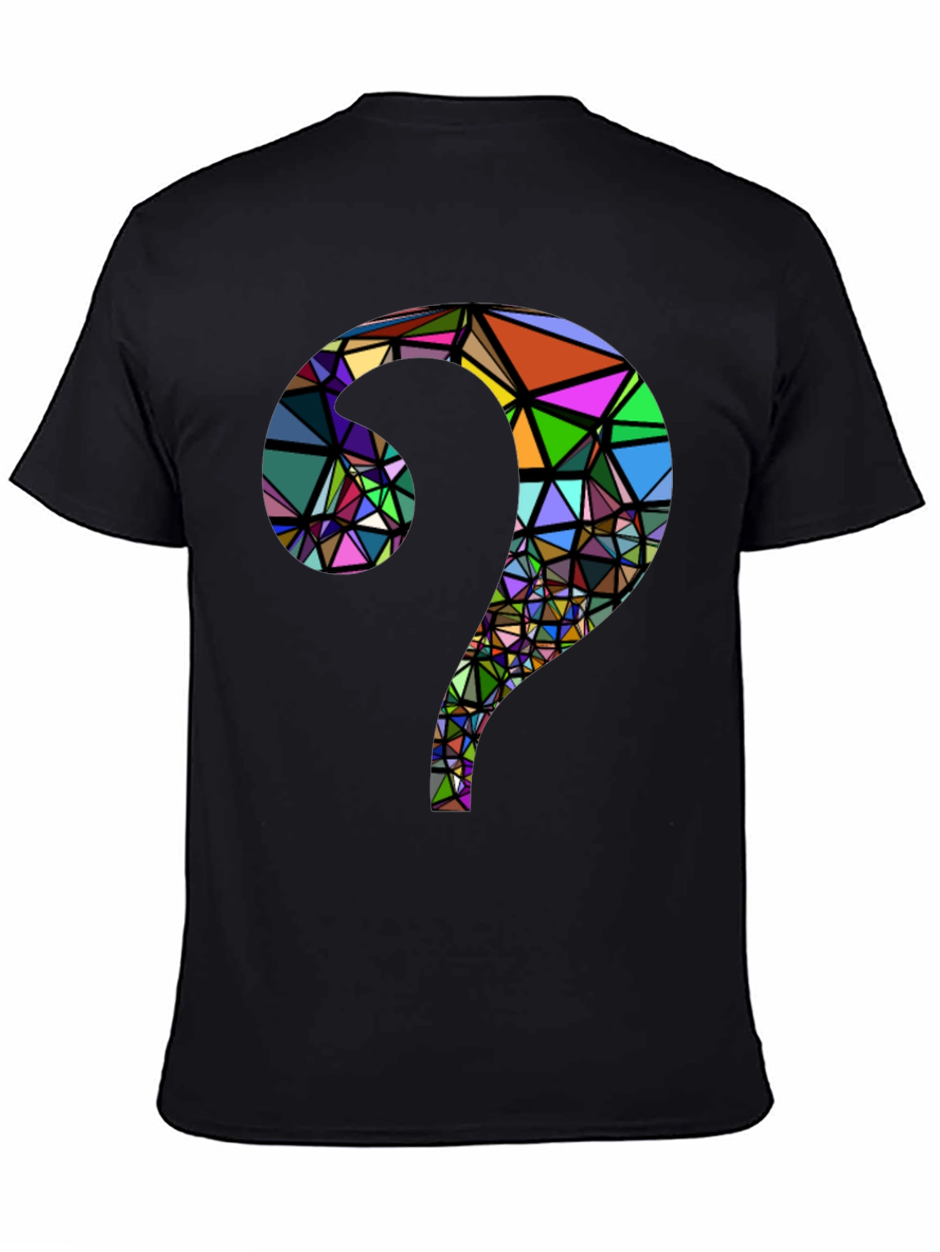 Abstract Geometric Question Mark Black T-Shirt