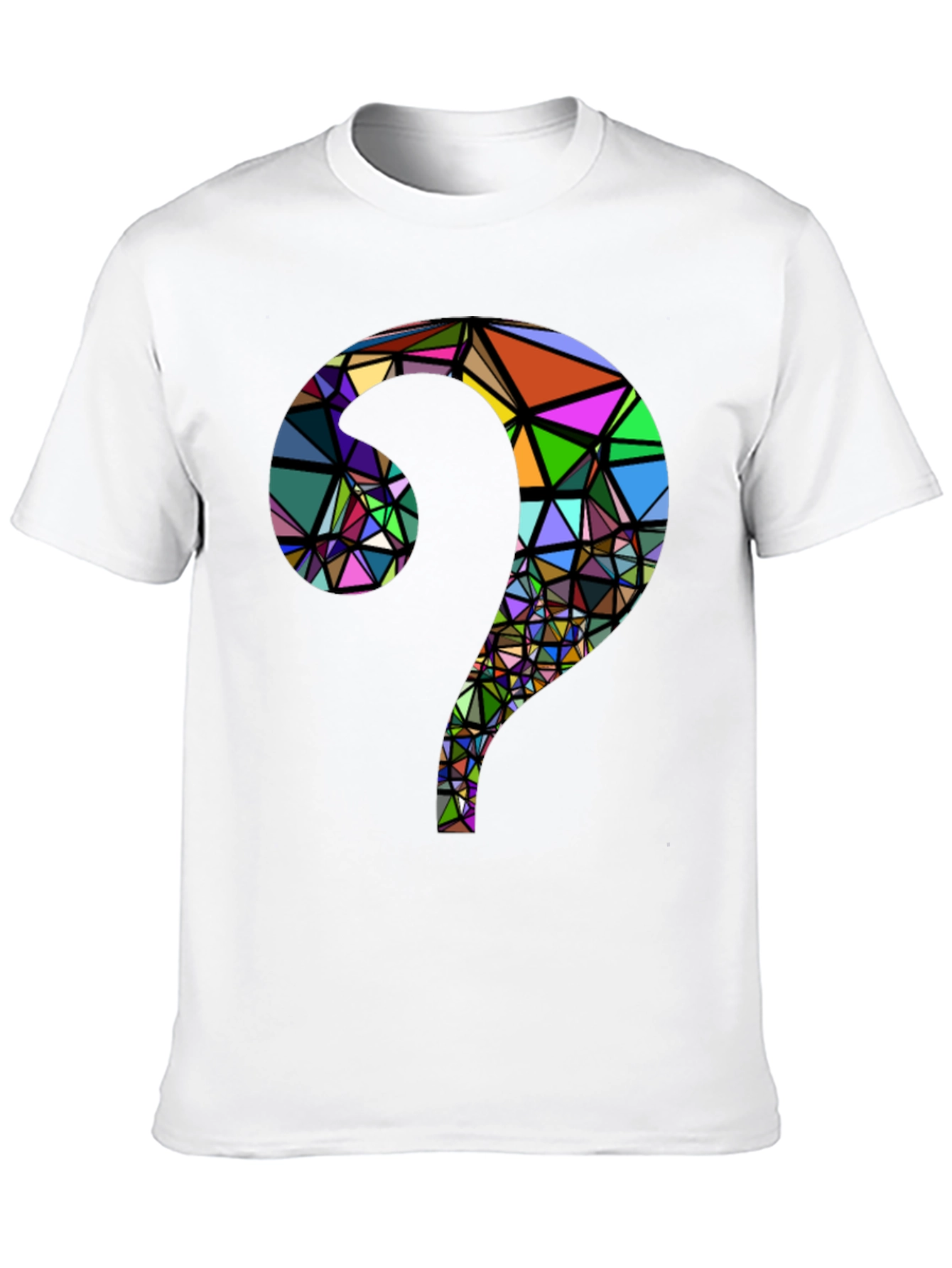Abstract Geometric Question Mark Black T-Shirt