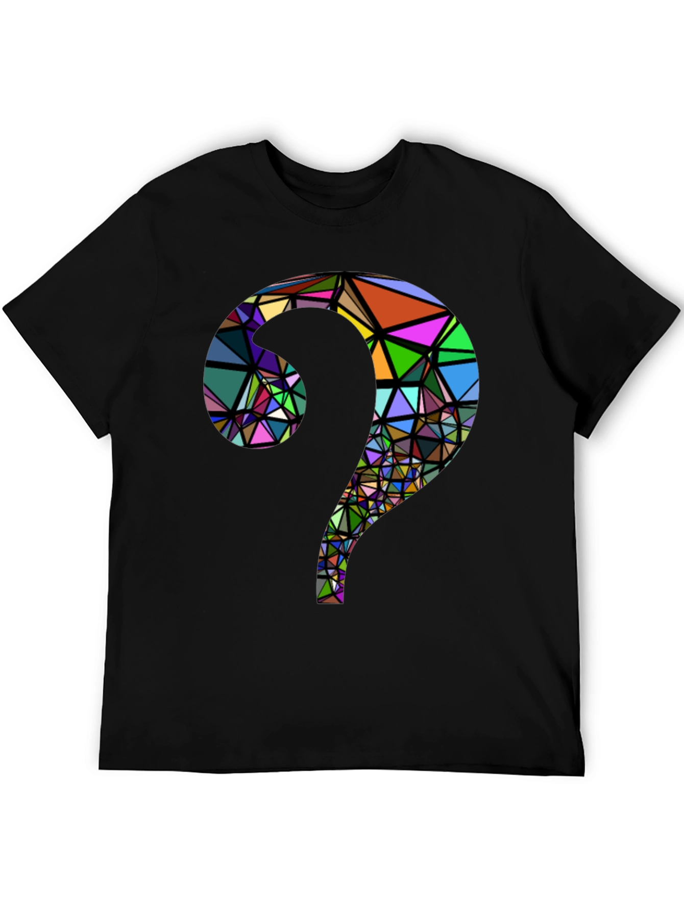 Abstract Geometric Question Mark Black T-Shirt